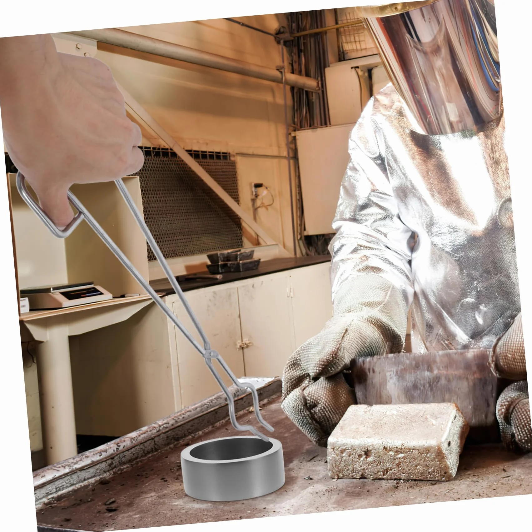 ULTECHNOVO Pinze Flessibilità in e Inossidabile Crogioli per Acciaio Argento Sicurezza per Laboratorio Chimico e Raffinazione Becher