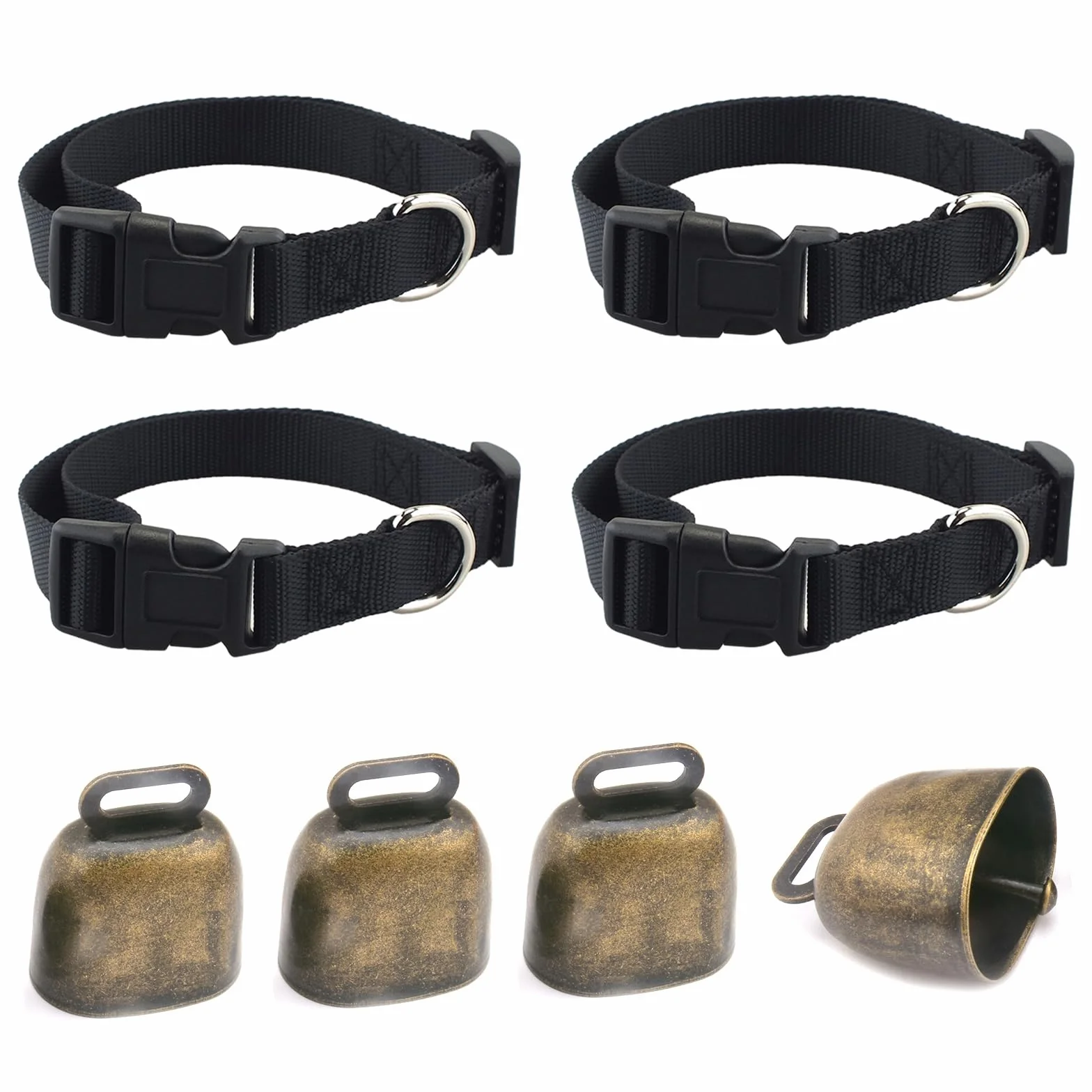 Collari a forma di capra con campanella vintage 4 pezzi chiusura anti-smarrimento per capre bovini cavalli pecore