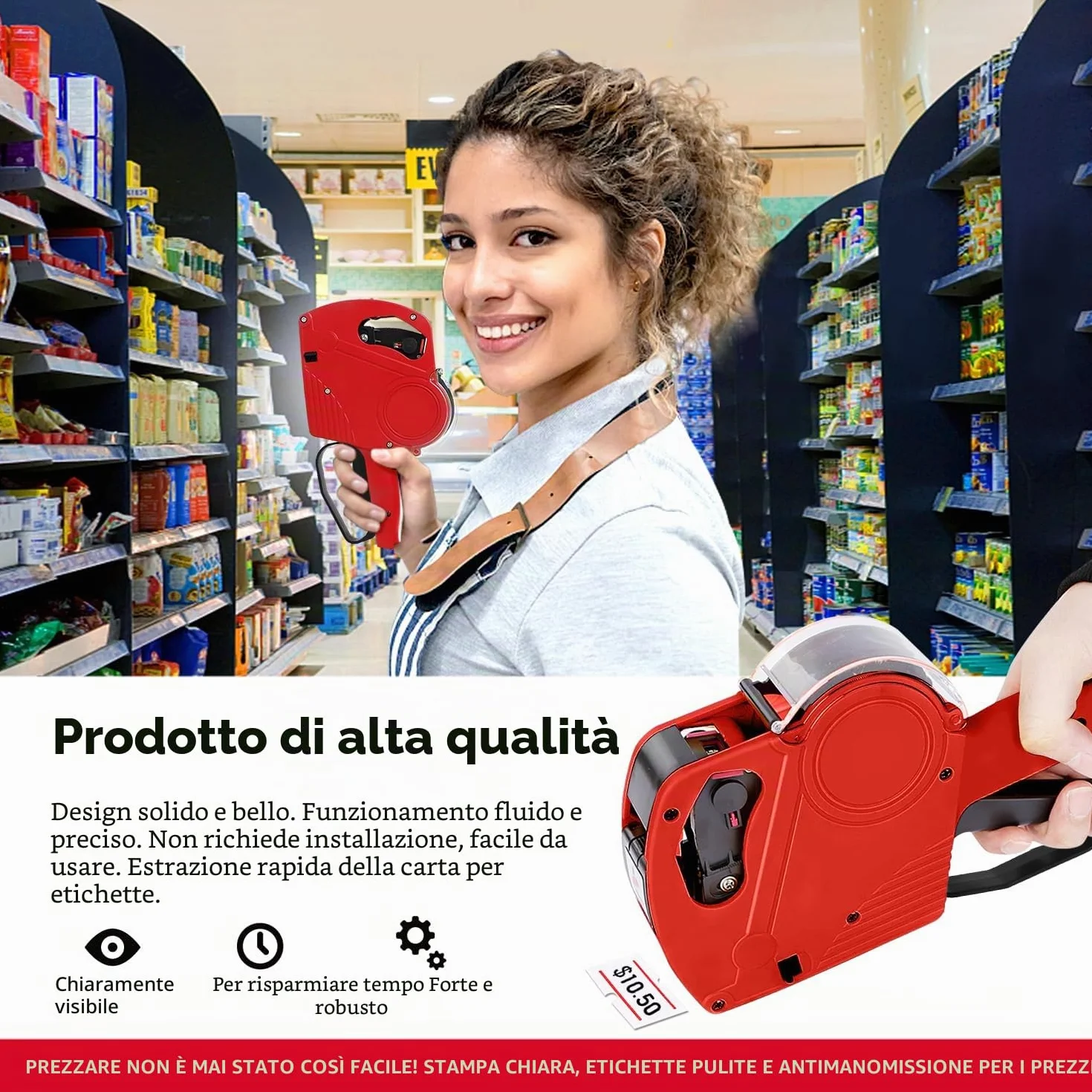 KPX MX5500 - Pistola per prezzi, con 5150 adesivi a pistola bianca e 3 rulli extra per inchiostro, pistola per etichette prezzi, pistola per prezzi, pistola per prezzi al dettaglio a 8 cifre ed