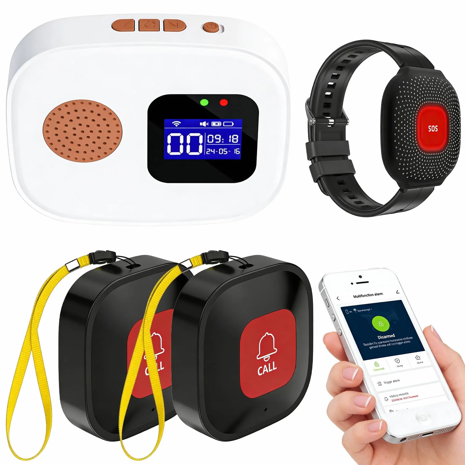 Pulsante di emergenza per anziani chiamata di emergenza, Tuya-WiFi, intelligente chiamata di emergenza con cinturino di emergenza, sistema di allarme per anziani, pulsante di allarme per pazienti