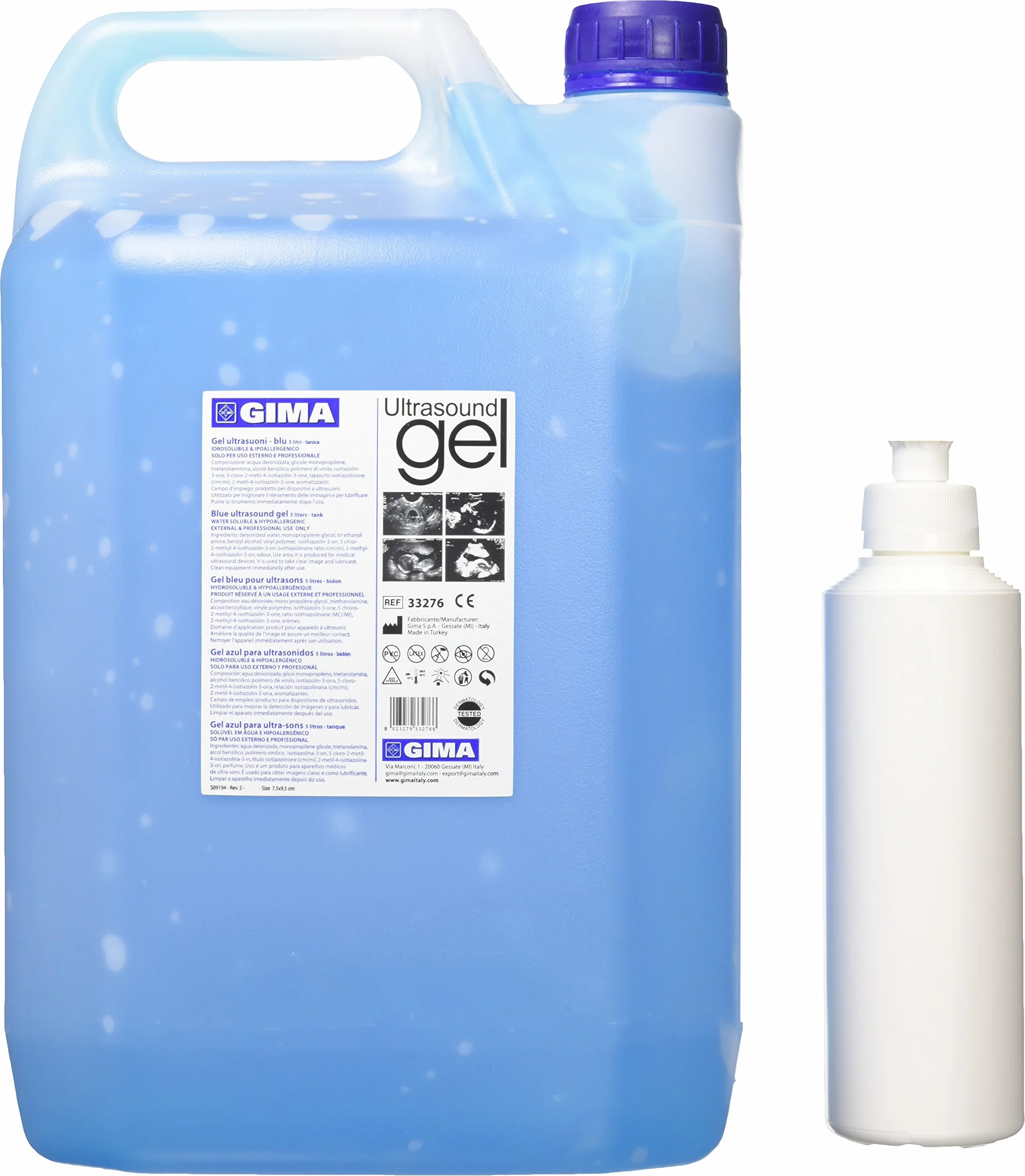 GIMA 33276 Gel Ultrasuoni in Tanica 5 litri, Pezzi di 2, Blu