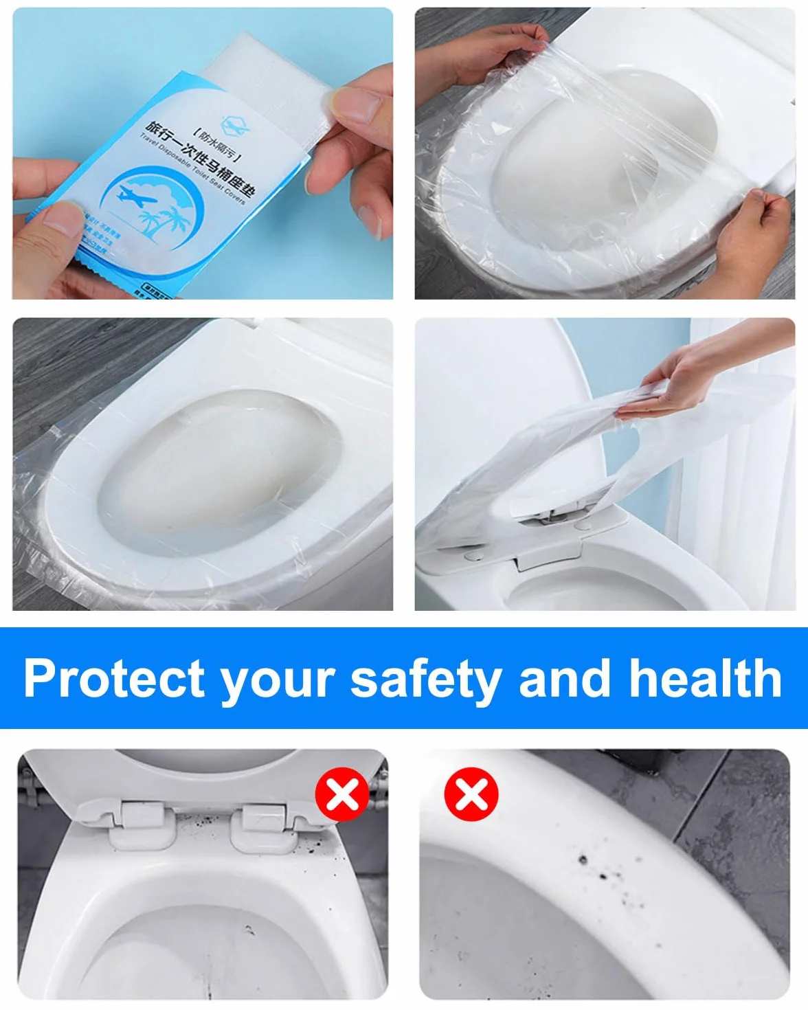 Copriwater USA e Getta Copri Tazza WC Monouso Impermeabili Biodegradabili Toilette Portatili (10pcs)