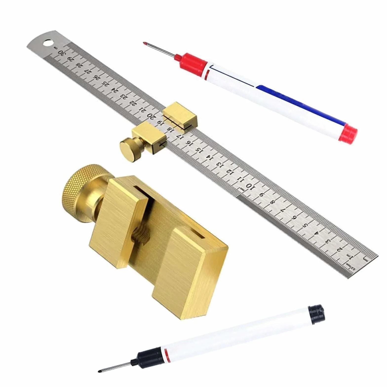 Righello in Acciaio 30cm,Righello di Misurazione Della Lunghezza,Righello in Acciaio Inossidabile,Blocco di Posizionamento Righello Parallelo, Righello ad Angolo Retto per Artigiano,Copritetti