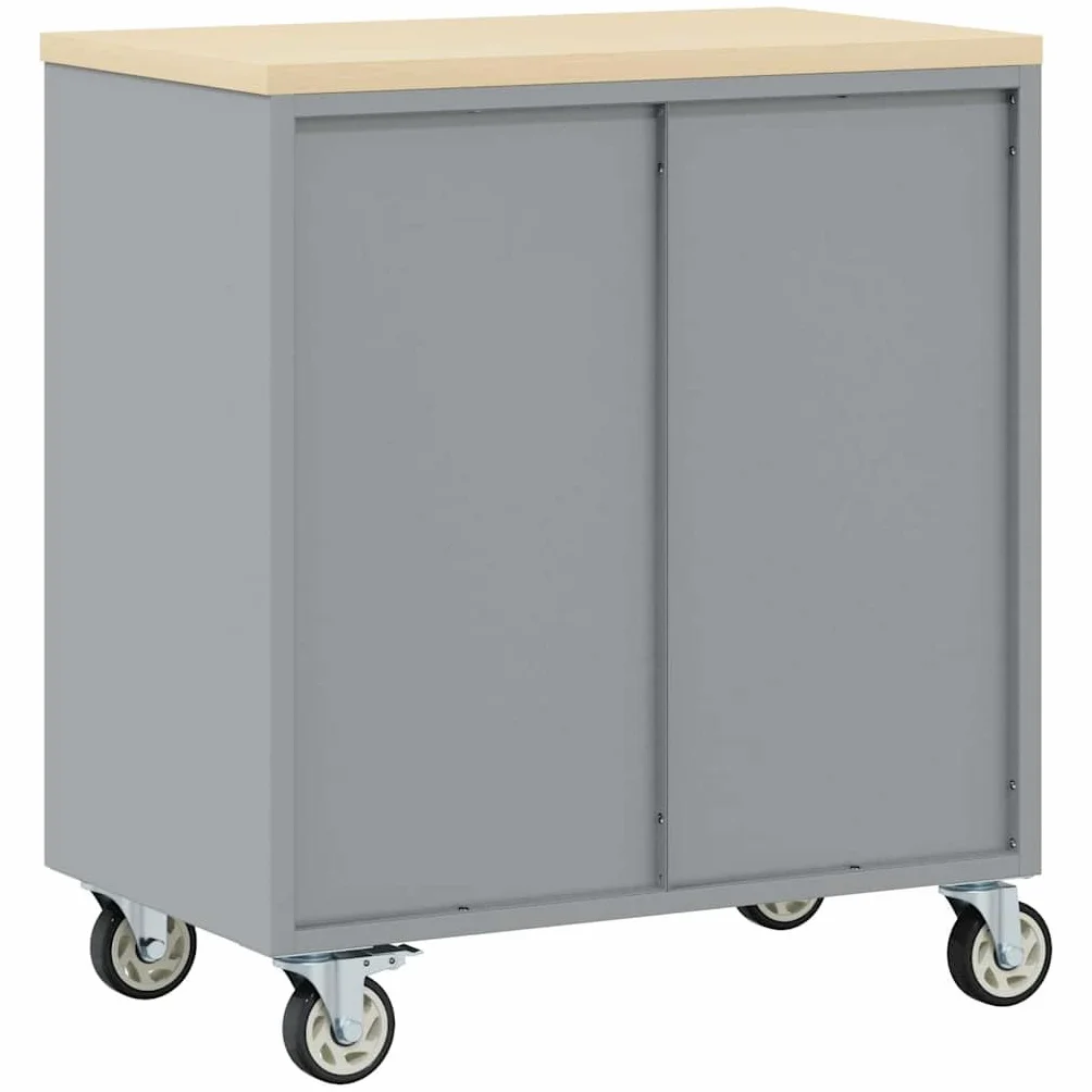 vidaXL Banco da Lavoro con Lo scaffale Nero e Grigio 75 x 45 x 85 cm, Banco da Lavoro, Tavolo Industriale modulare, Resistente con spazi per organizzare Attrezzi e Materiali