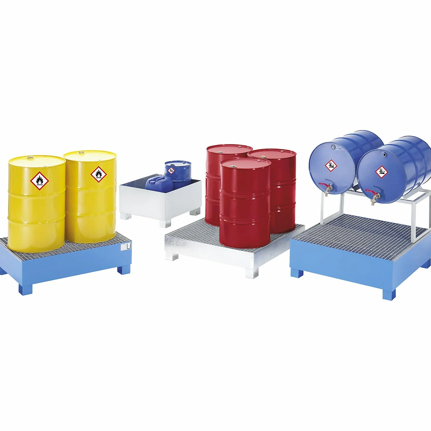 Eurokraft Basic Vasca di Raccolta Acciaio per Fusti 200 l 1200 x 800 x 360 mm Blu