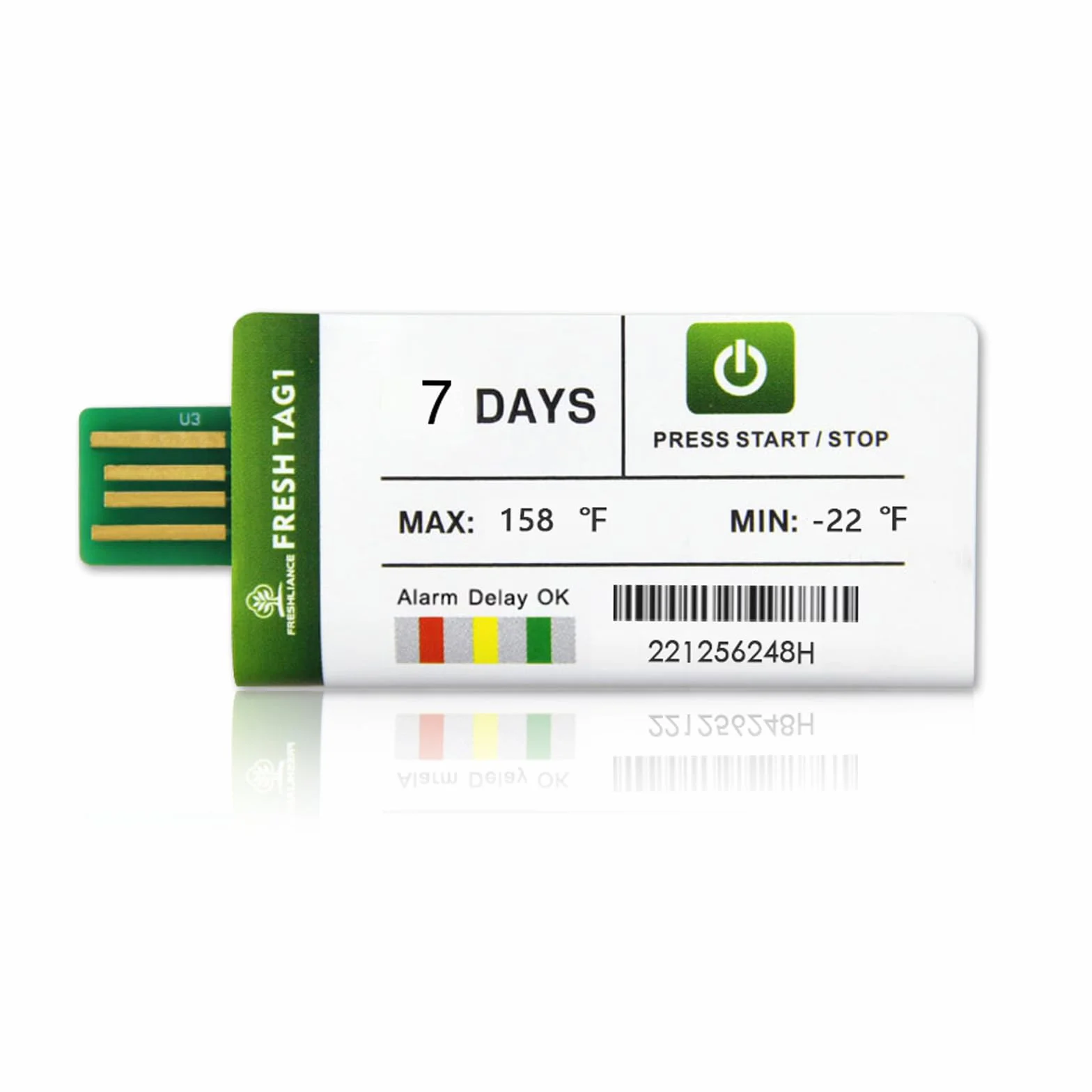 Freshliance Registratore dati di temperatura USB con 30000 letture, registratore di temperatura usa e getta con report PDF CSV, copertura ad alta precisione 7 giorni 50 confezione, Fresh Tag 1