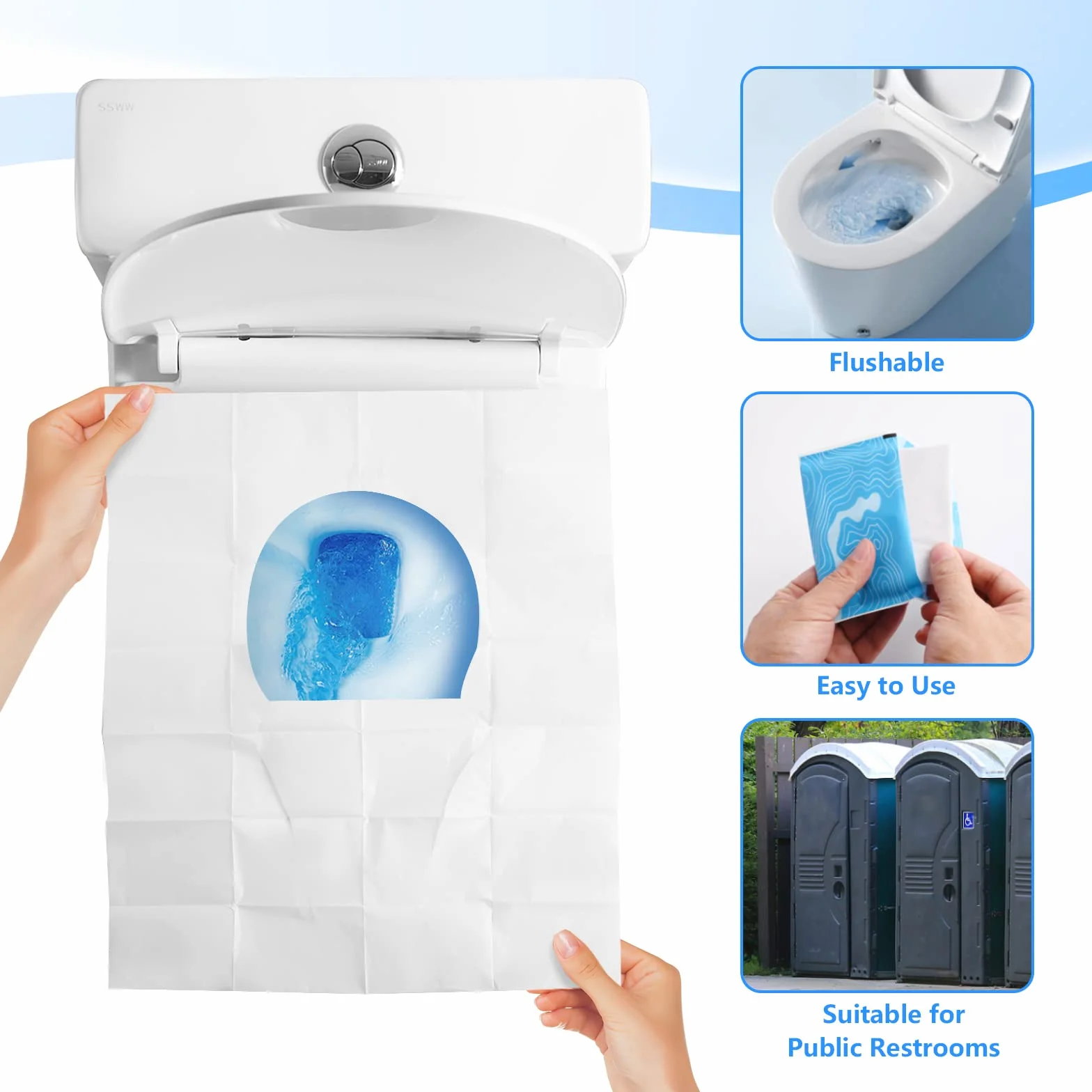Tenfans 120 pezzi carta monouso XL solubile acqua lavabile compatibile vanyo-mtd-001