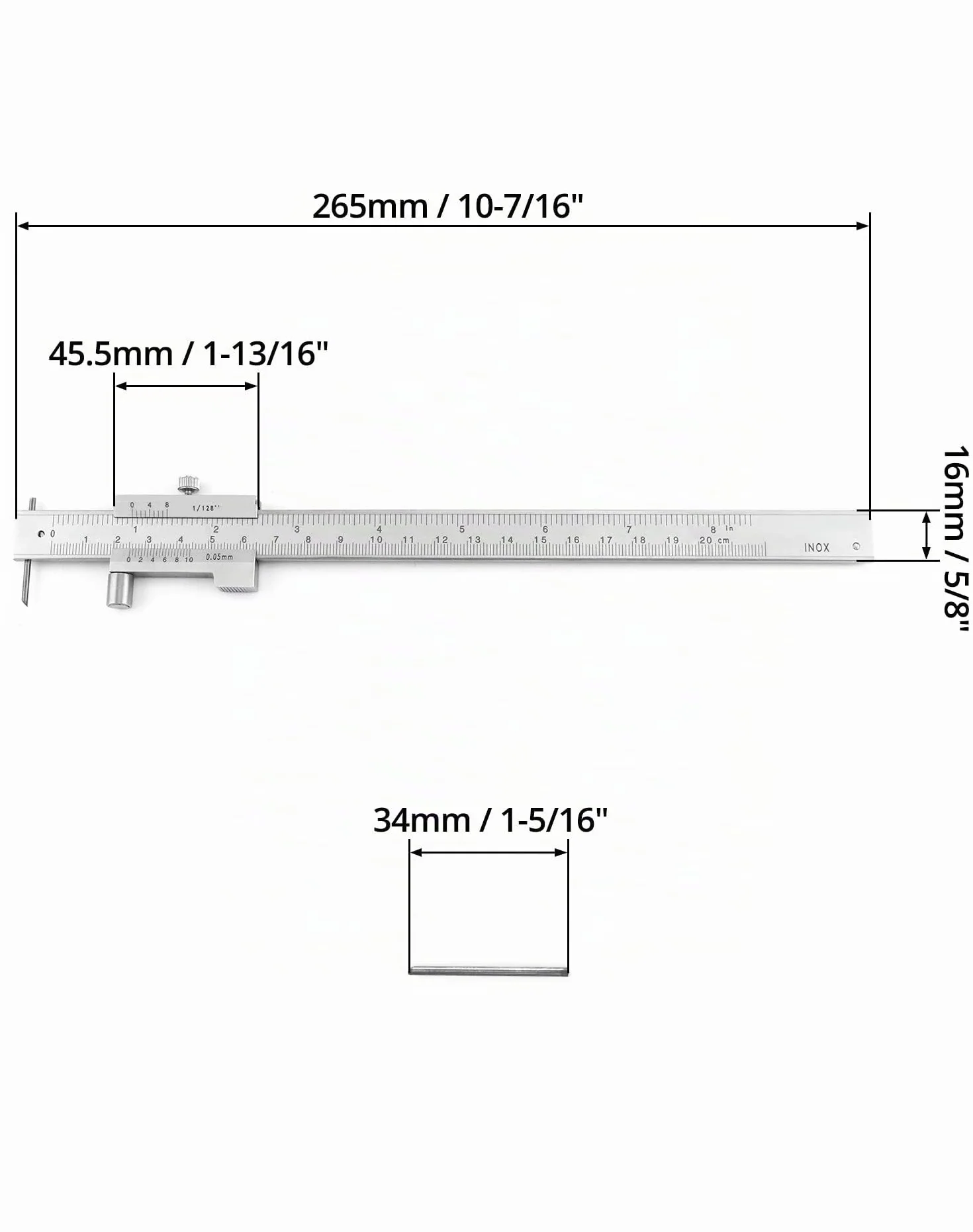 QWORK Calibro a corsoio 0-20 cm acciaio inossidabile strumenti di marcatura