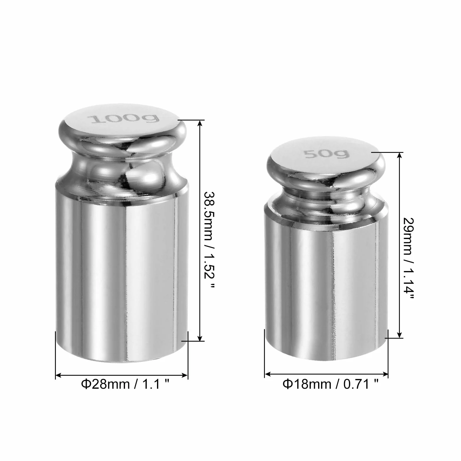 QUARKZMAN 2pz Set di Pesi di Calibrazione 50g 100g M1 Acciaio Cromato di Precisione per Bilance Digitali