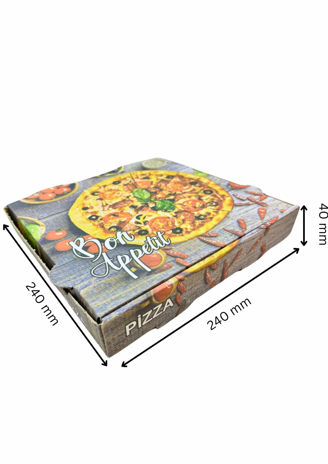 Scatola per Pizza in Cartone Kraft Bianca 24x24x4cm 50 Pezzi