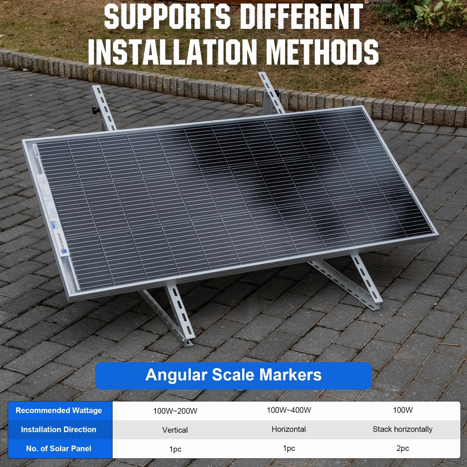 ECO-WORTHY supporti pannello solare 114 cm 45" alluminio angolo regolabile 0-90° 100W-800W set fissaggio tetto piatto parete camper