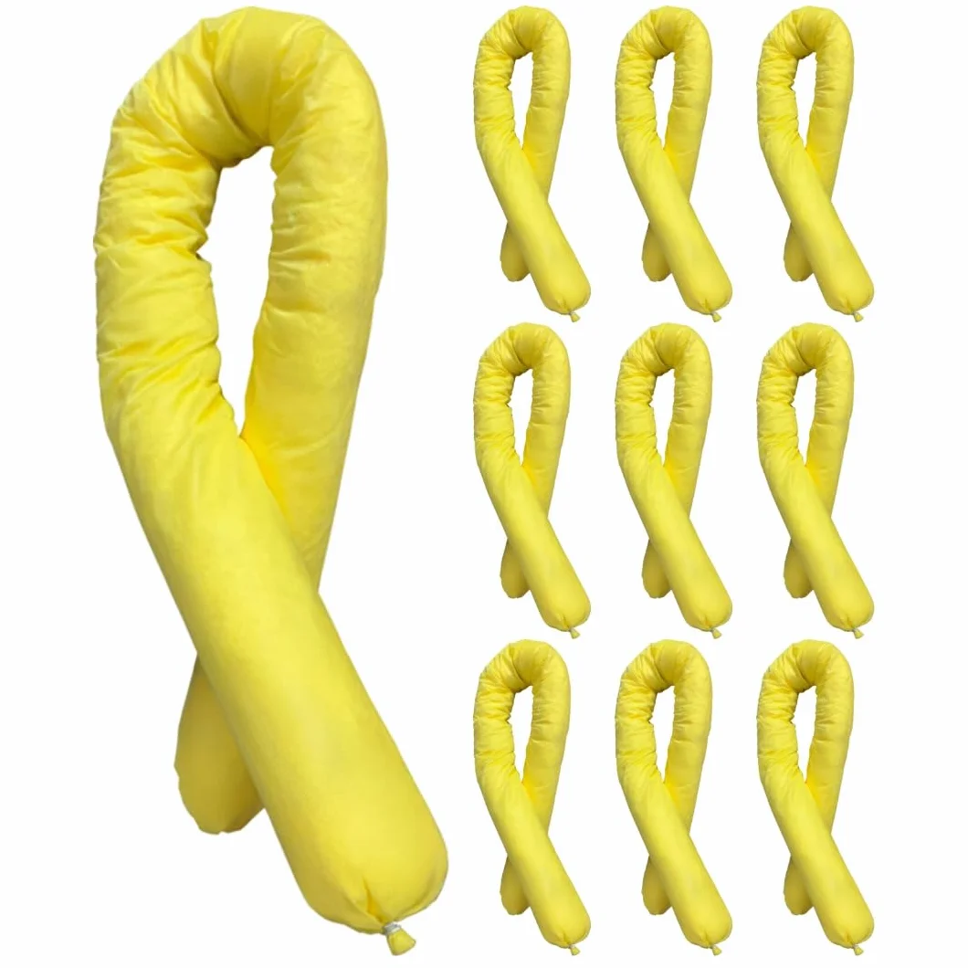 Calzino assorbente chimico giallo 1,2 m 40 l fuoriuscita liquida pericolosa