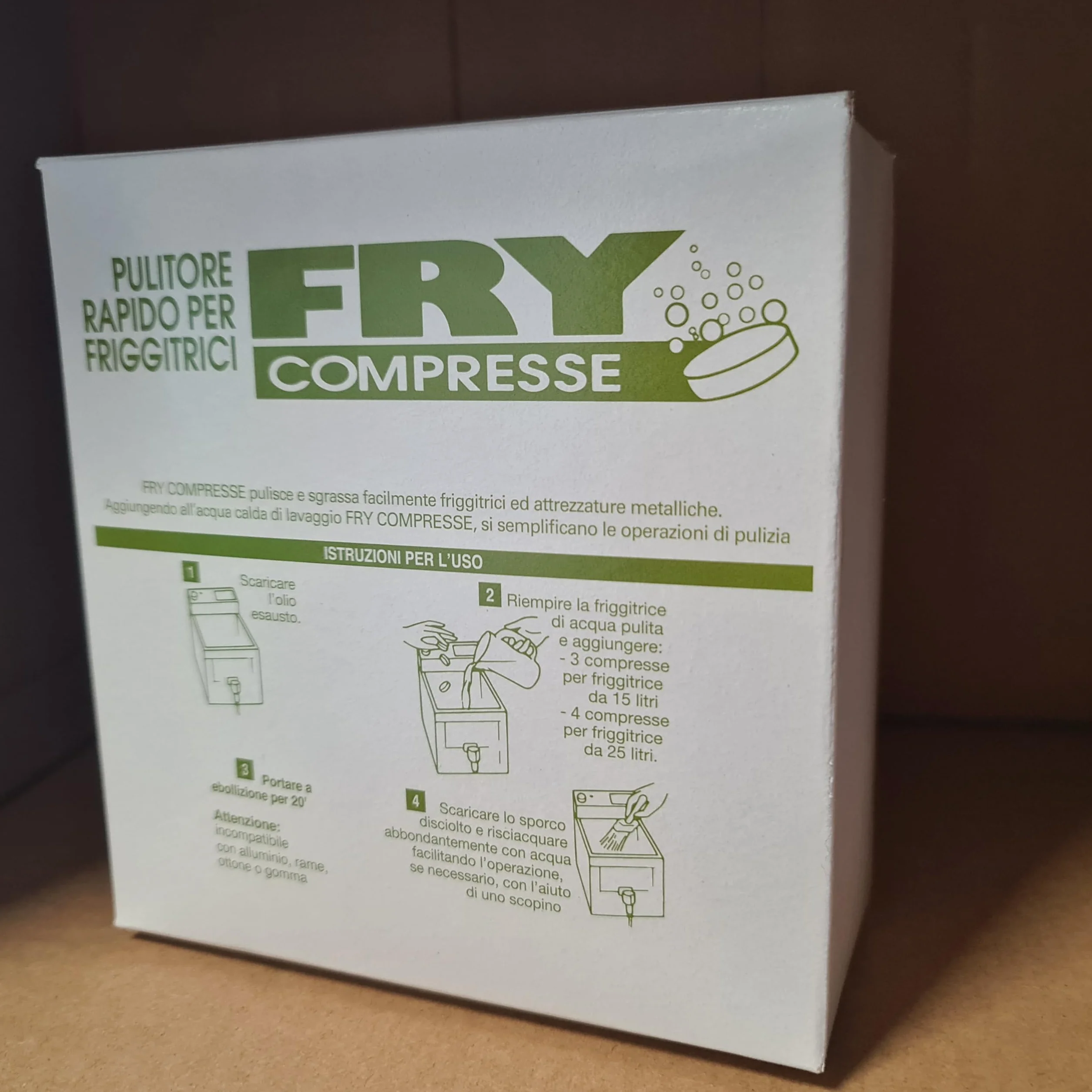 PULITORE RAPIDO PER FRIGGITRICI FRY COMPRESSE - CONF. DA 25 COMPRESSE