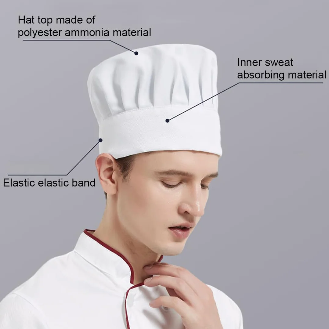 Cappello Cucina Chef Cuffia 2 Pezzi Morbidi Lavabili