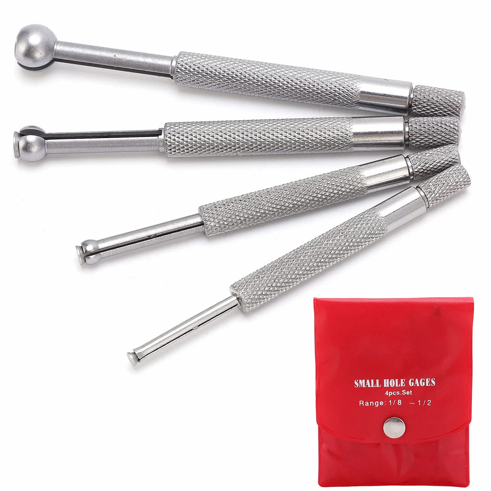 Calibro per Fori 4PCS Calibro Telescopico Calibro a Sfera Completo Set di Alesametri 3‑13 Mm per Misurazione di Scanalature di Fessure per Piccoli Fori