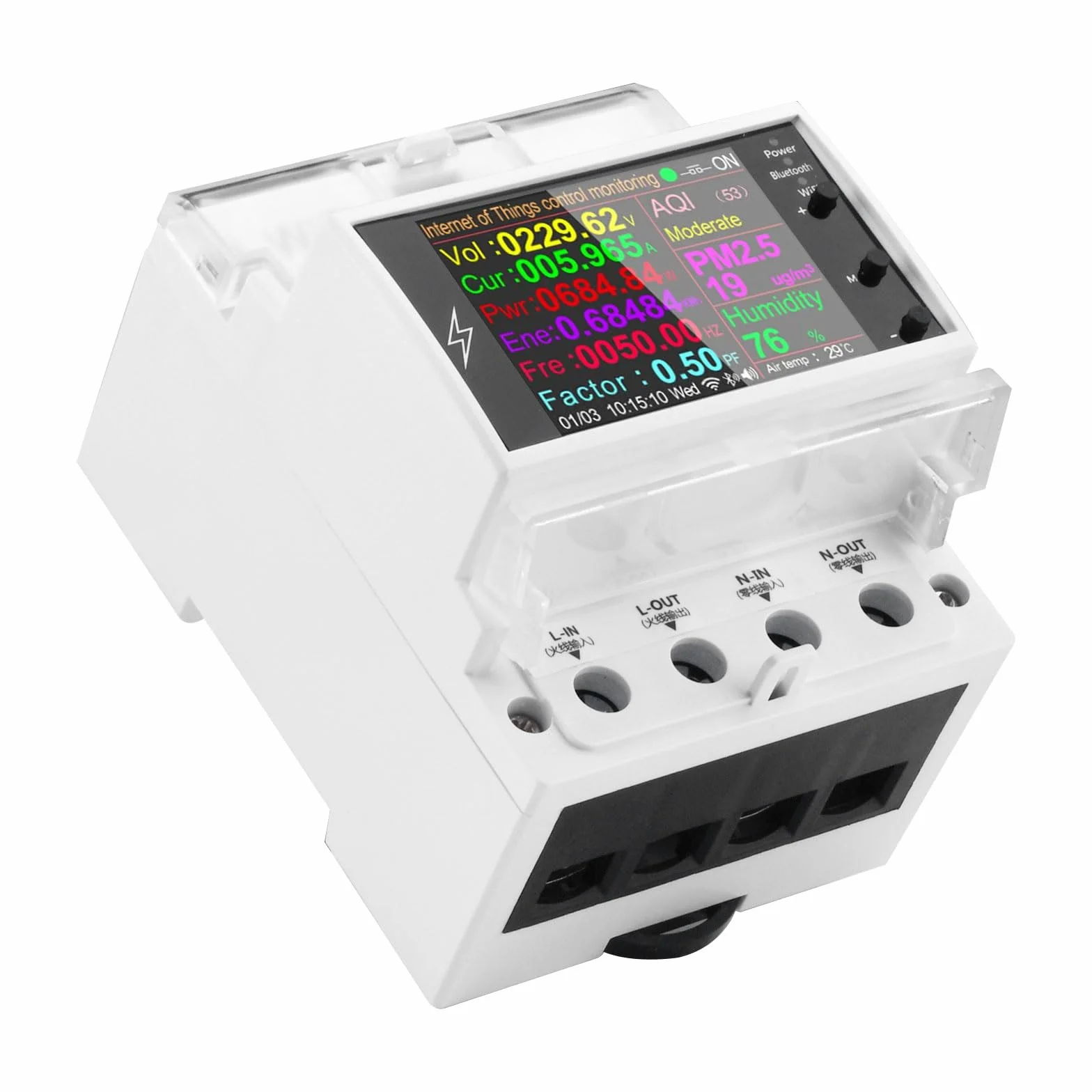 Diymore Misuratore di Energia 100A WiFi Din Rail Telecomando per interruttore intelligente,Monitor del consumo di energia digitale,Misuratore di fattore di frequenza AC85-265V Digital Volt Amp Kwh