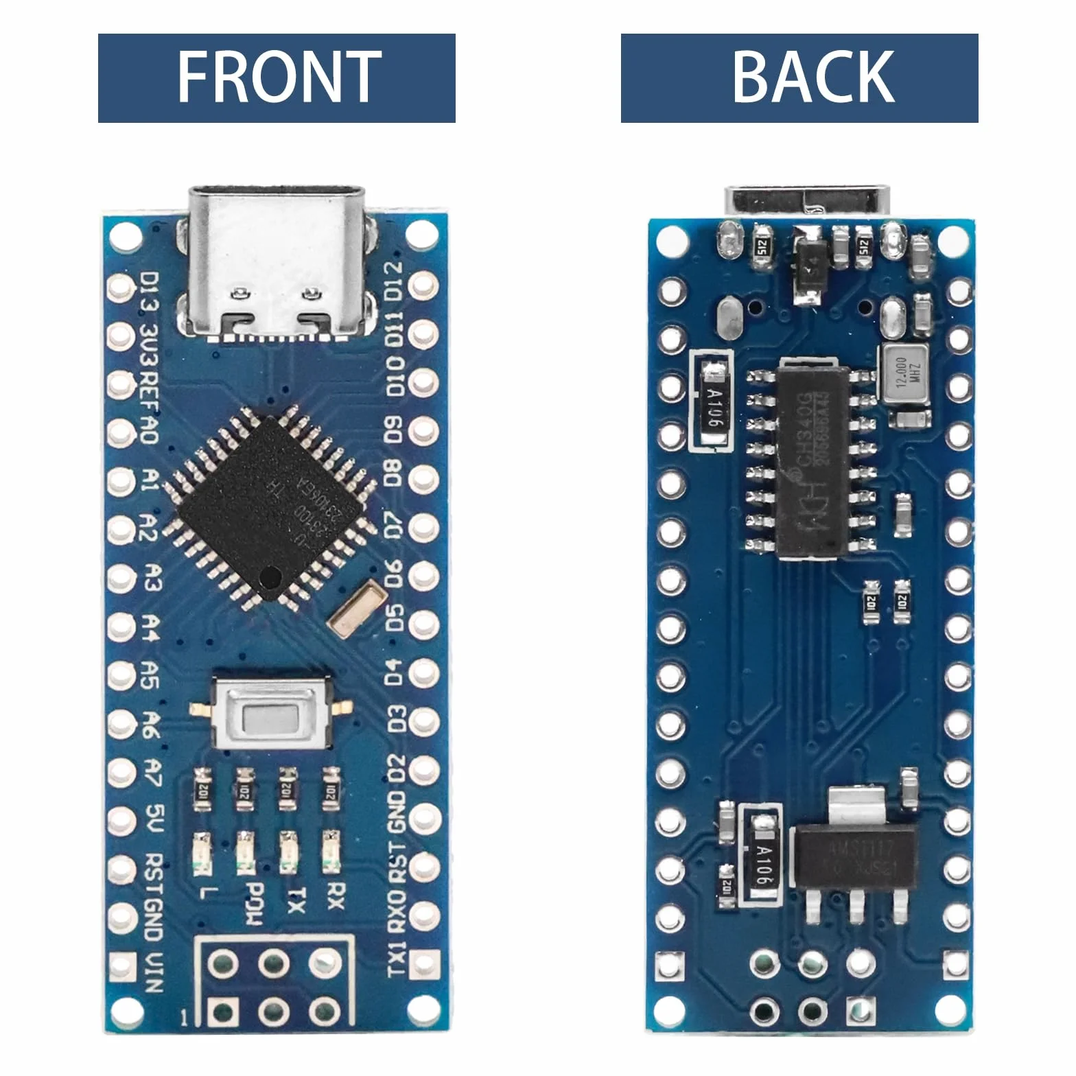 Scheda di sviluppo CH340G Binghe 5 pezzi 5V 16MHz Type-C per progetti elettronici compatibile con Arduino