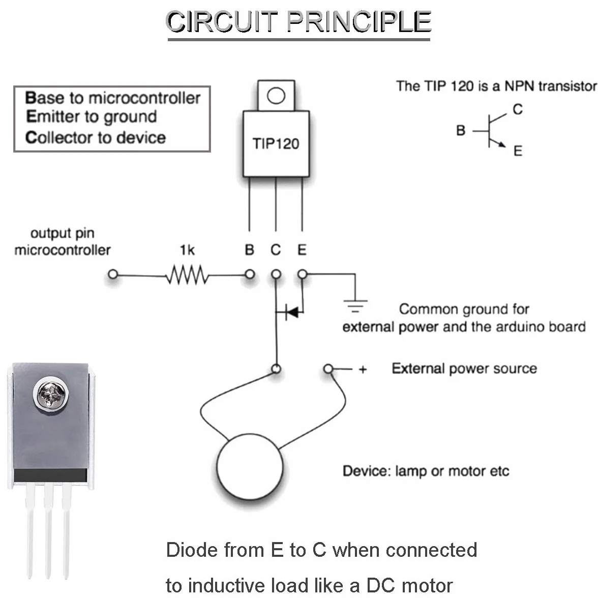 TIP120 Transistor NPN 5A 60V TO-220 Darlington di potenza epitassiale in silicio per Arduino