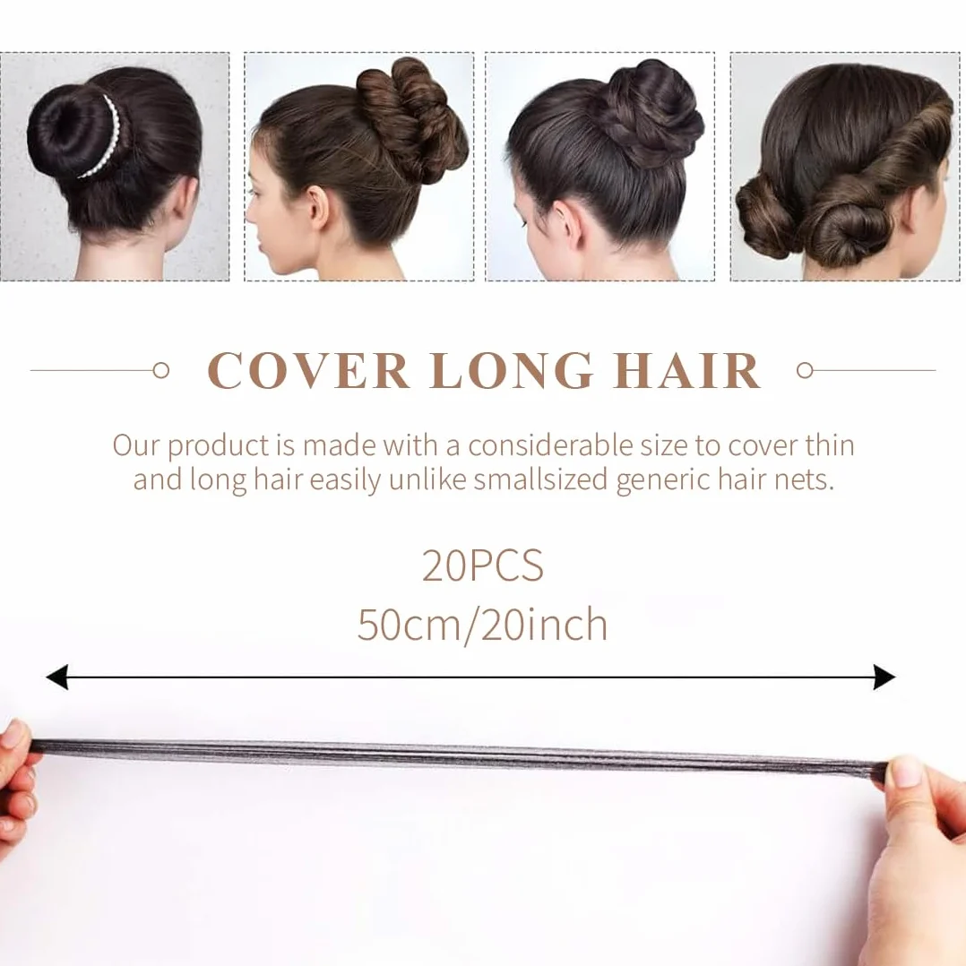 Retine Invisibili per Chignon, 20 Retine con 40 Forcine, Capelli Elasticizzati, Marrone