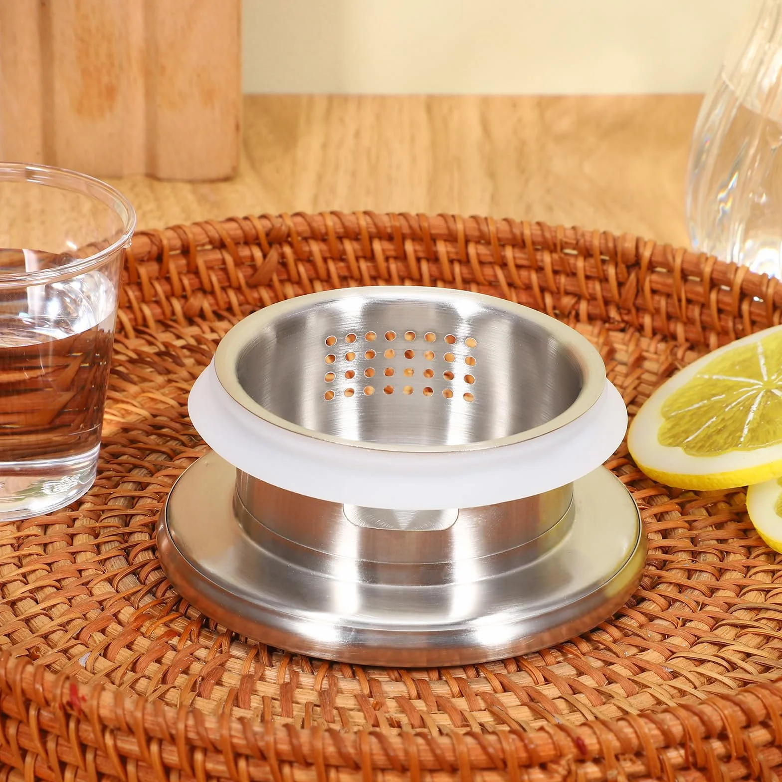 Coperchio di Ricambio per Brocca d'Acqua Resistente all'Usura, Doppio Beccuccio Versatore in Acciaio Inox, Adatto a Brocche di Vetro per Cucina e Bar