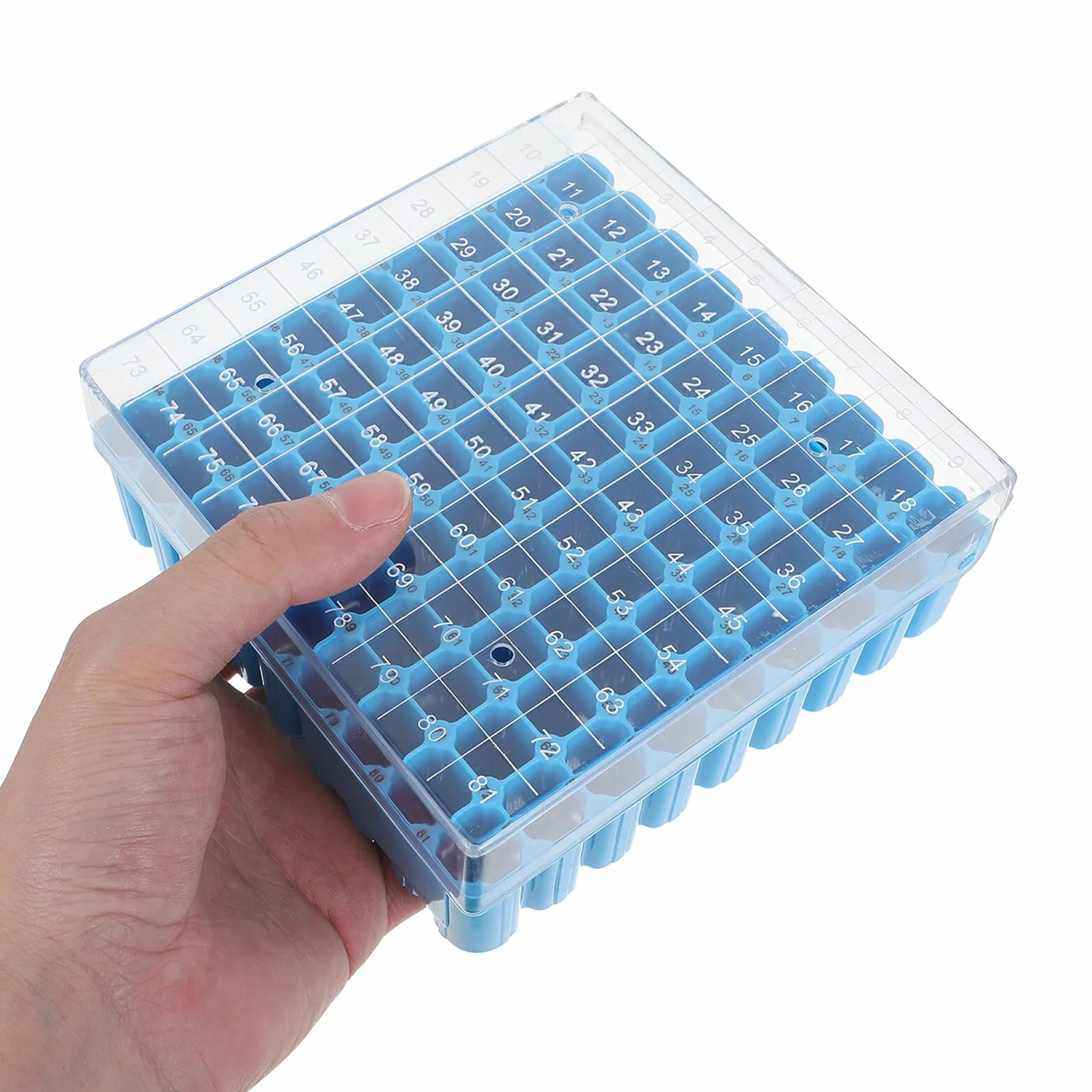Cabilock Porta Provette in Plastica Blu 81 Pozzetti 1.8ml 2.0ml Laboratorio