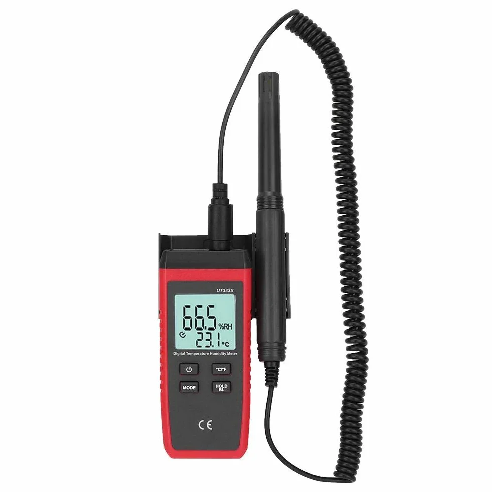 UT333S Termometro Digitale Portatile Alta Precisione Misuratore di Umidità con Sonda a Molla Retrattile