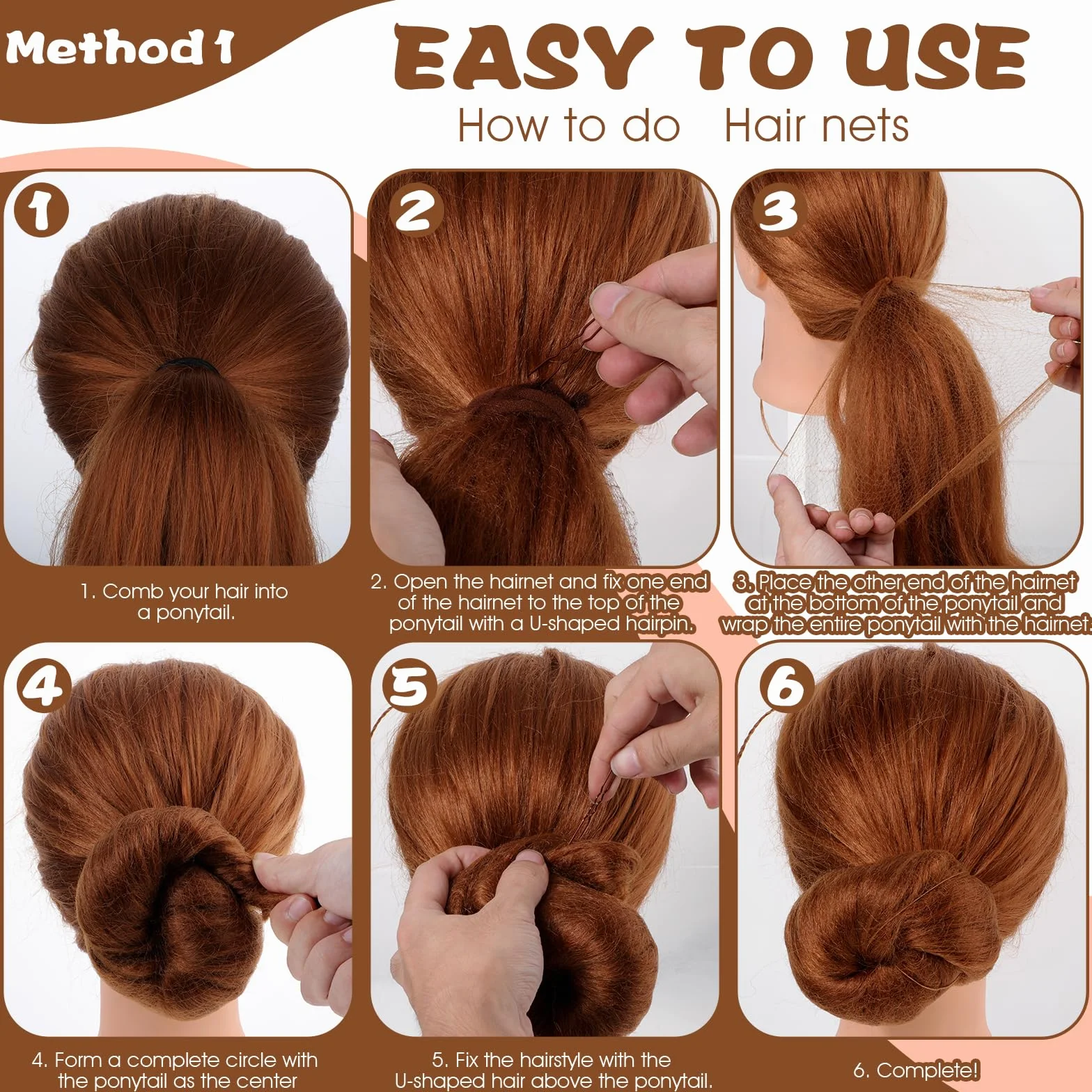 Giantree Retine per capelli per chignon 20 sztuk 50 forcine a U invisibili