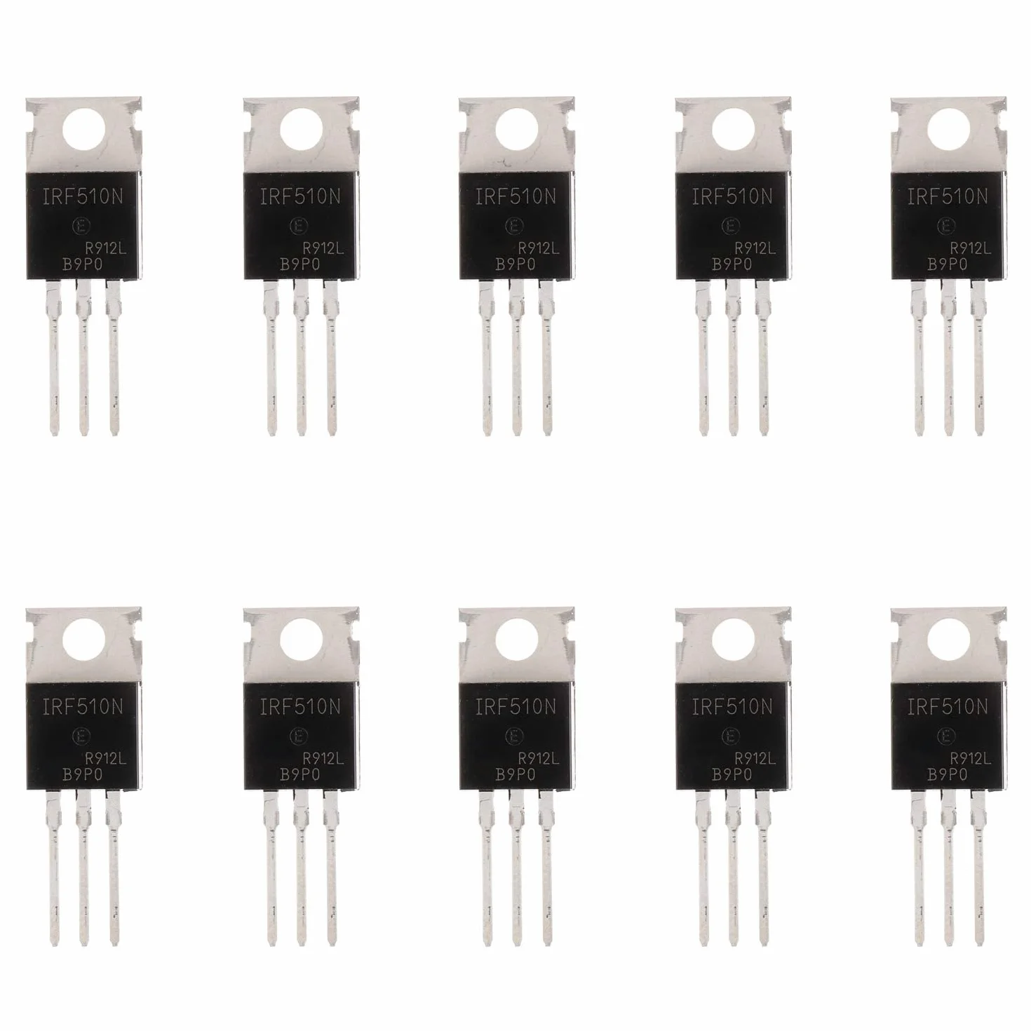 BOJACK IRF510 MOSFET Transistor 5,6 A 100 V a canale N TO-220AB, confezione da 10 pezzi