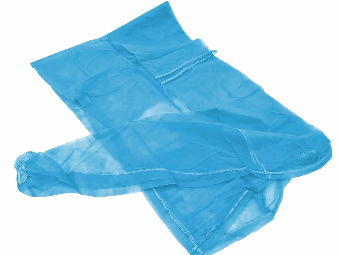 Camice Monouso in TNT 120x155 cm Blu 100 Pezzi – Camice Visitatore con Lacci e Polsini Elastici