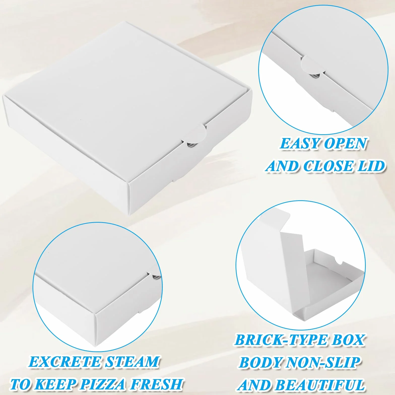 Confezione da 100 mini scatole per pizza 8,9 x 8,9 x 2 cm argilla bianche