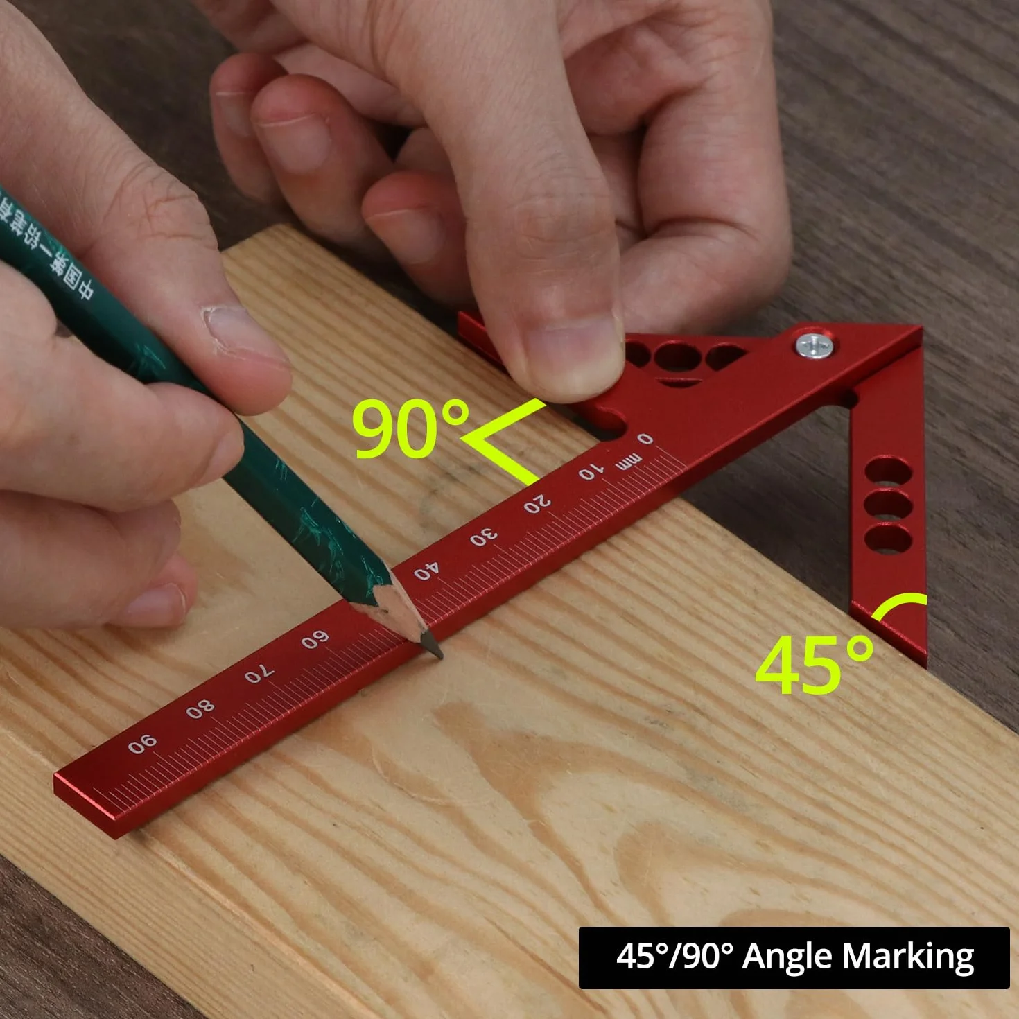 QWORK® Center Finder Angolo di centraggio 45/90 gradi con scala da 105 mm, strumento di misurazione di precisione in lega di alluminio per linee centrali e angoli esatti