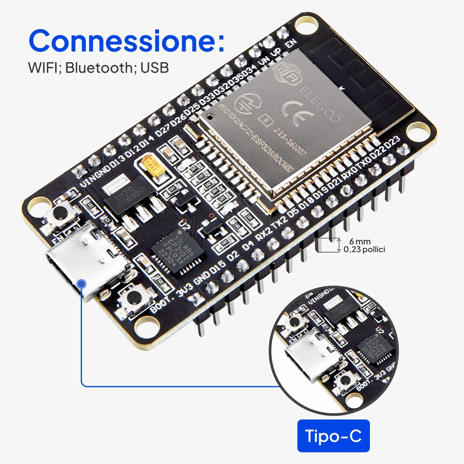 ELEGOO ESP-32 Super Starter Kit con Tutorial, Scheda di Sviluppo USB-C, Microcontrollore Dual-Core, CP2102
