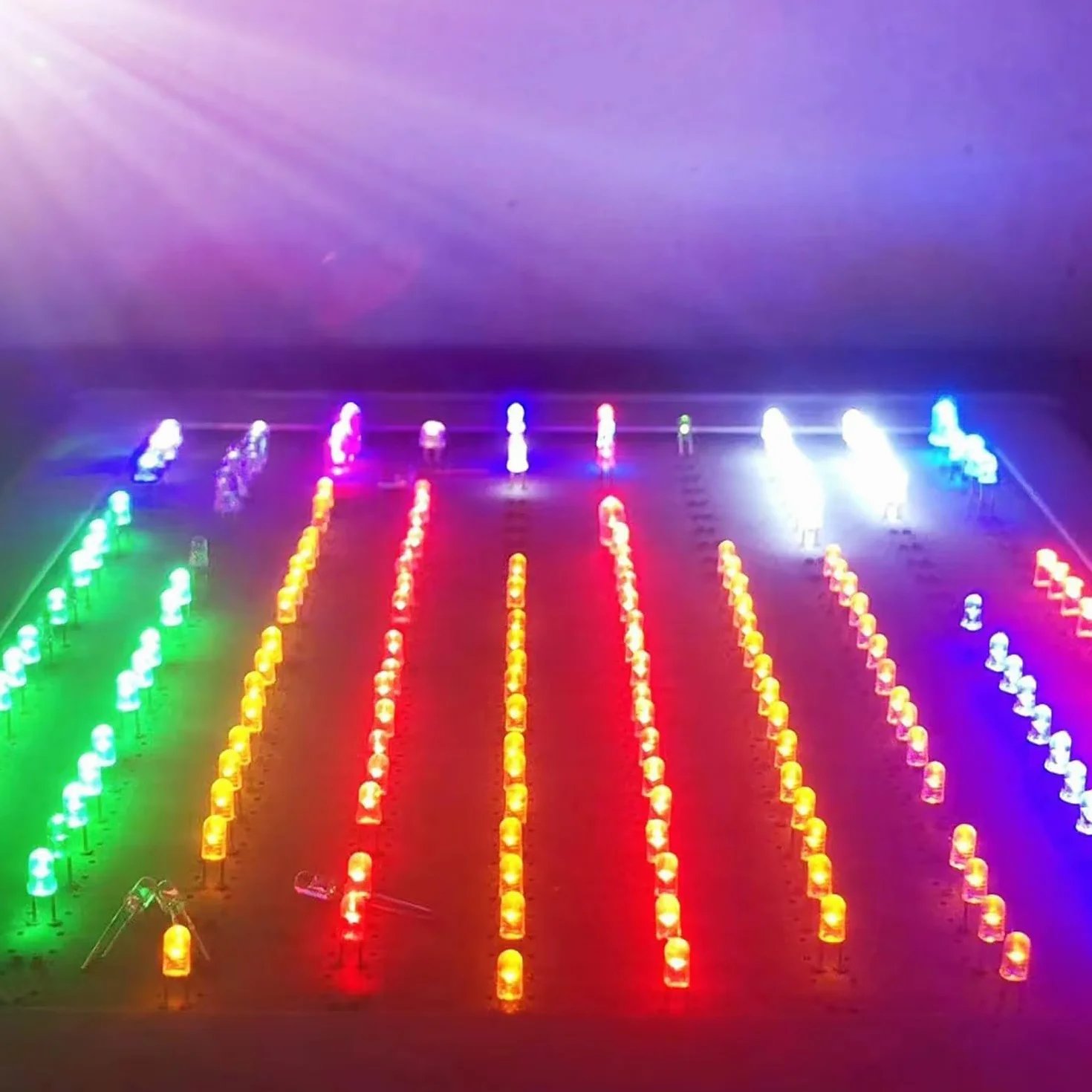 5mm LED Diodo ad Emissione Luminosa Kit Assortimento 500 Pezzi Bianco Rosso Giallo Verde Blu
