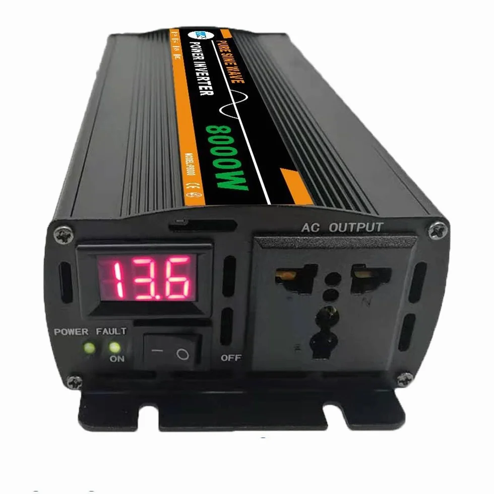 Inverter di potenza a onda sinusoidale pura da 8000 W, CC 12 V o 24 V a CA 220 V, per pannello solare, per casa, attività all'aperto, camper o campeggio (24 V 220 V)