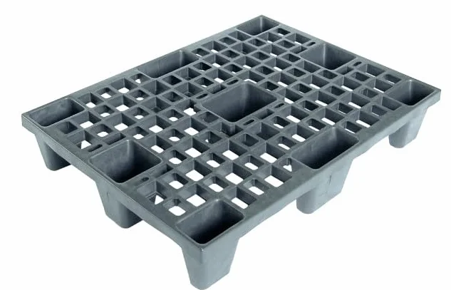 Confezione da 3 bancali in plastica 80x60xh14cm con 9 piedi, leggero e resitente
