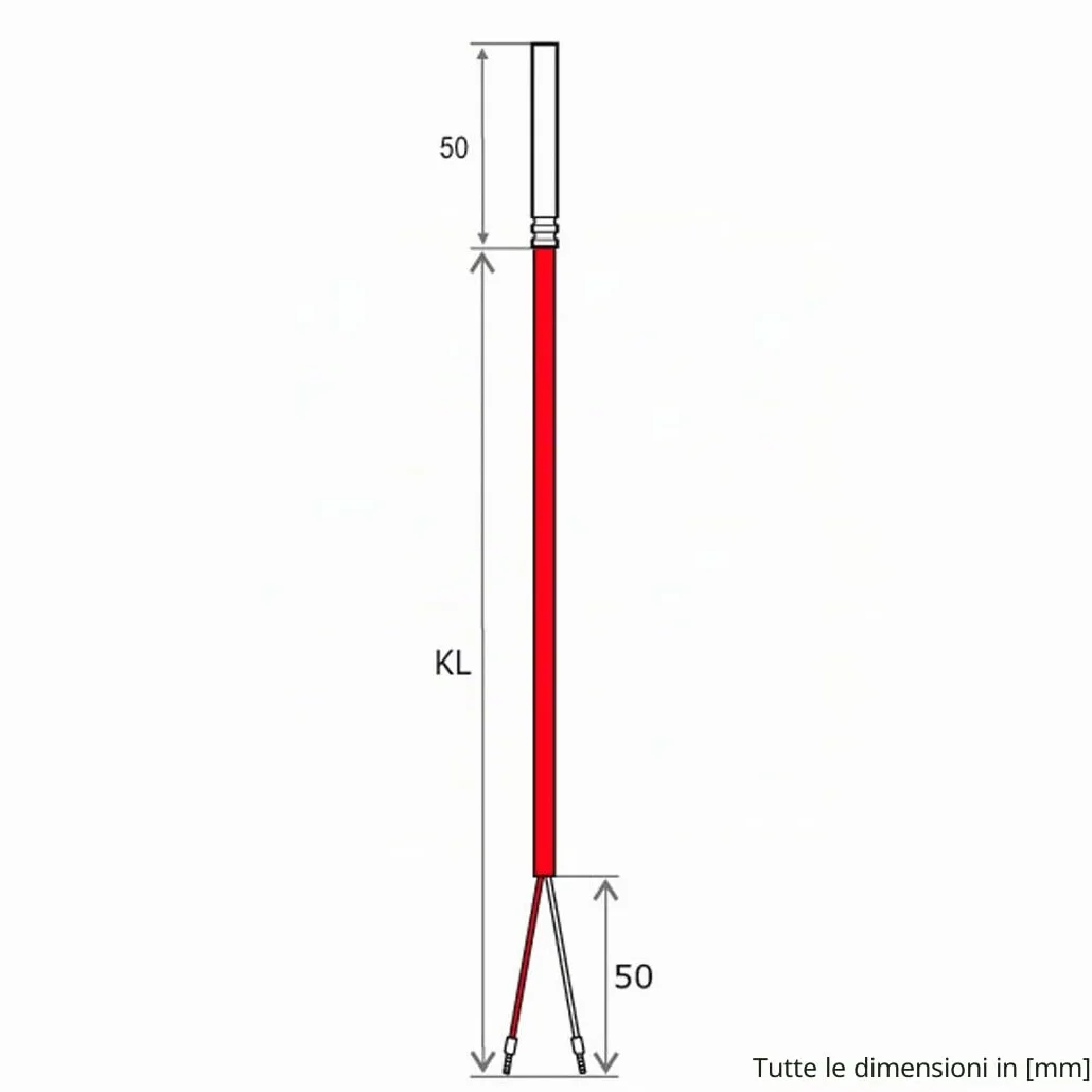 Sonda di temperatura PT1000 con cavo in silicone 200 °C 1 metro