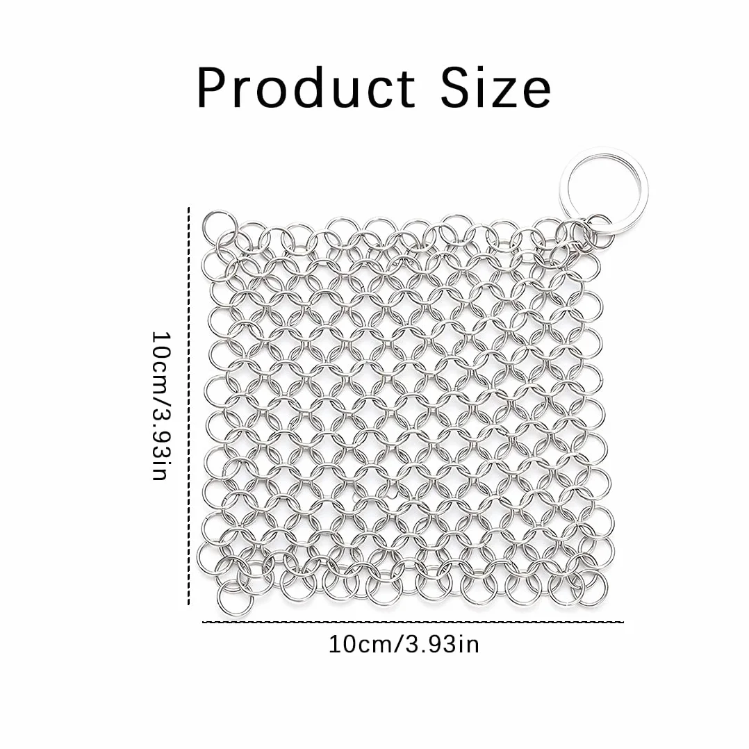 1 PCS Paglietta Abrasiva in Acciaio Inossidabile per la Pulizia di Pentole e Padelle in Ghisa (S (10x10cm)