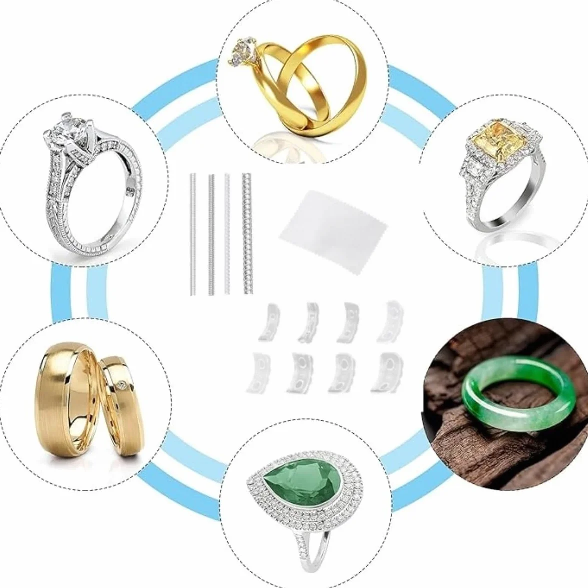 Riduttore Dimensione Anello, 12 Pezzi Invisible Ring Size Adjuster 2 Stili Stringi Anello Invisibile