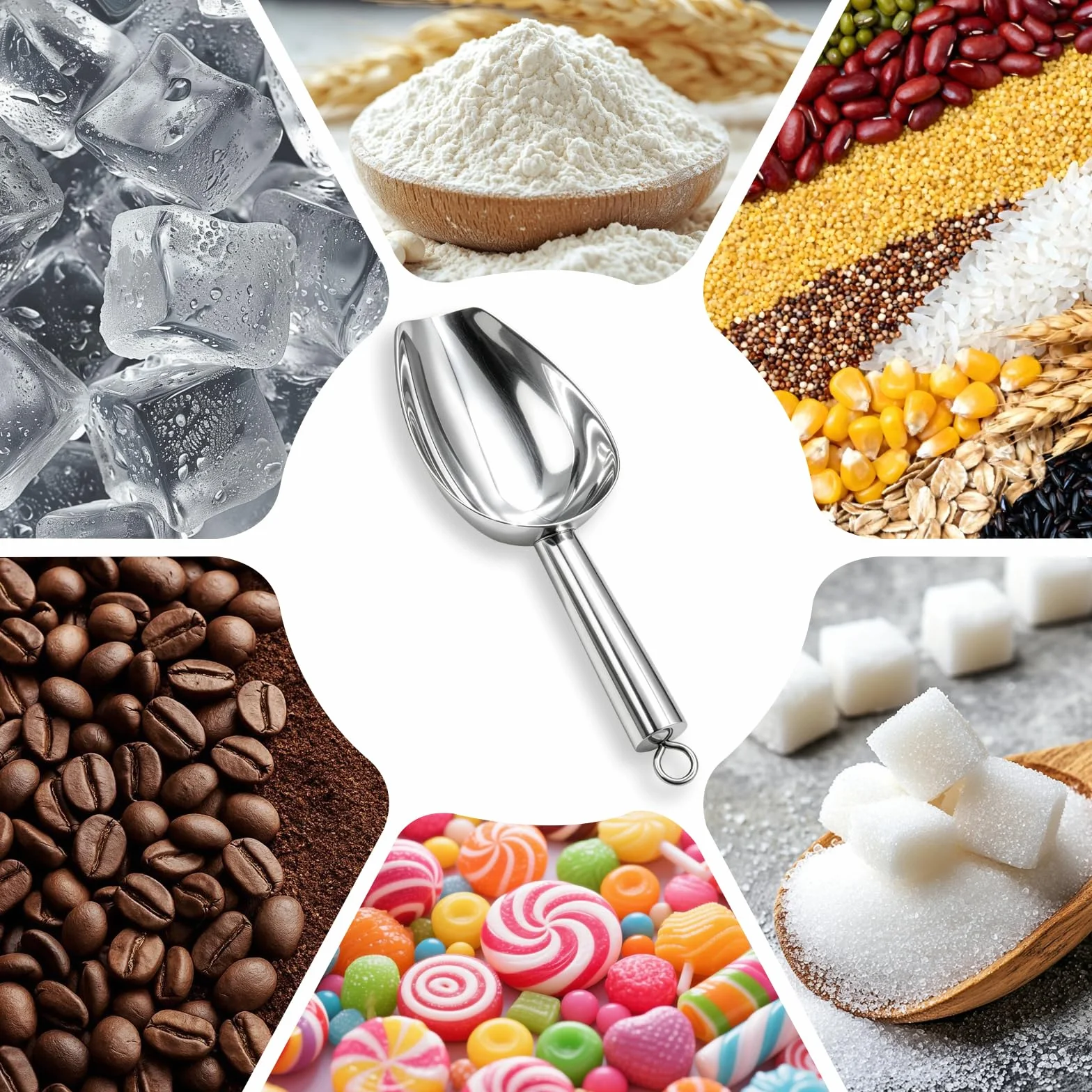 Paletta per Ghiaccio in Acciaio Inox Paletta per Farina Pala Ghiaccio per Ghiaccio, Farina, Caffè,Alimenti,Dolci Paletta Dosatrice per Cucina, Bar, Buffet,Festa Food Scoop