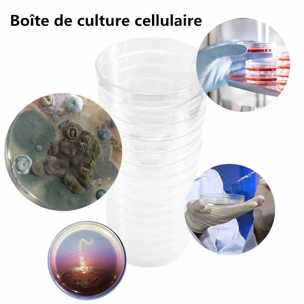 Latrat 20 pz Dishes Petri, Scatole Di Petri In Plastica Sterile, Scatola Sterile con Coperchi per Laboratorio Cellulare Cultura Tessuto, 90 mm