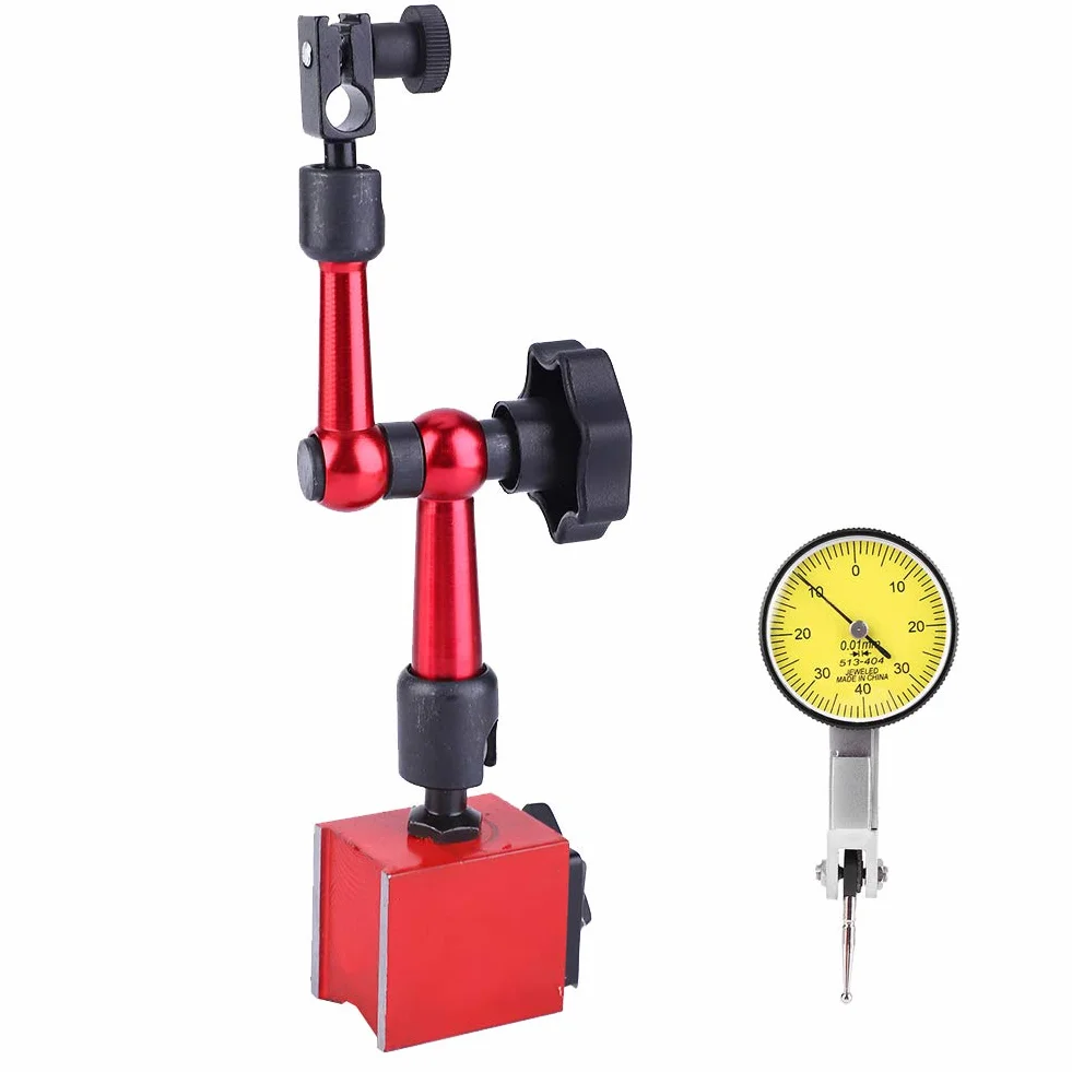 Quadrante di Precisione,Comparatore Centesimale Digitale 0-0,8mm con Base Magnetica Set Indicatore Metrico,Staffa Flessibile Braccio Porta Quadrante Controllo ON/OFF
