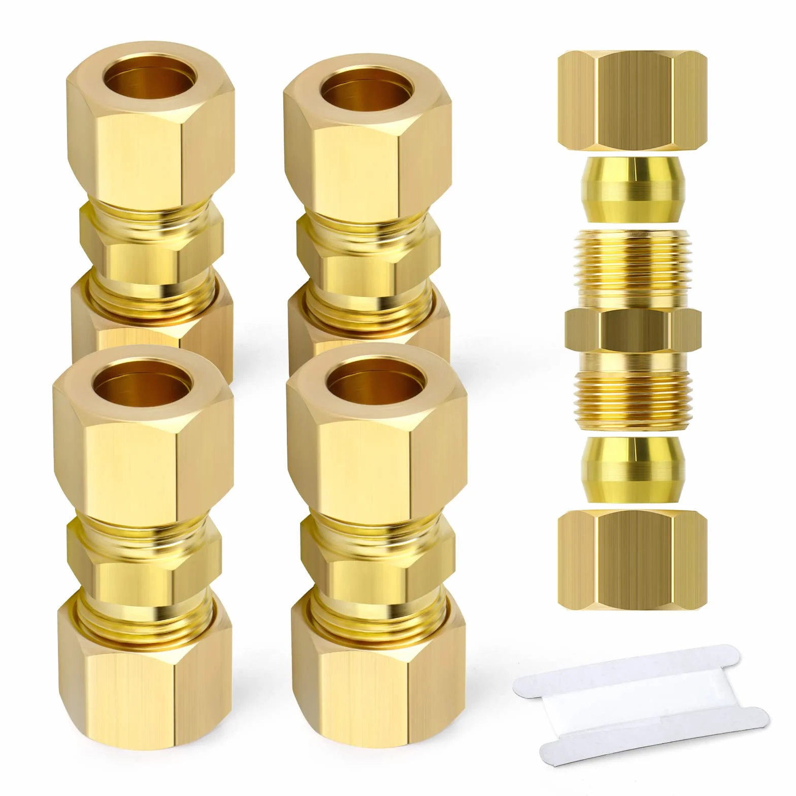 Raccordi a Compressione in Ottone 10 mm OD Femmina Connettore Diritto 5 Pezzi