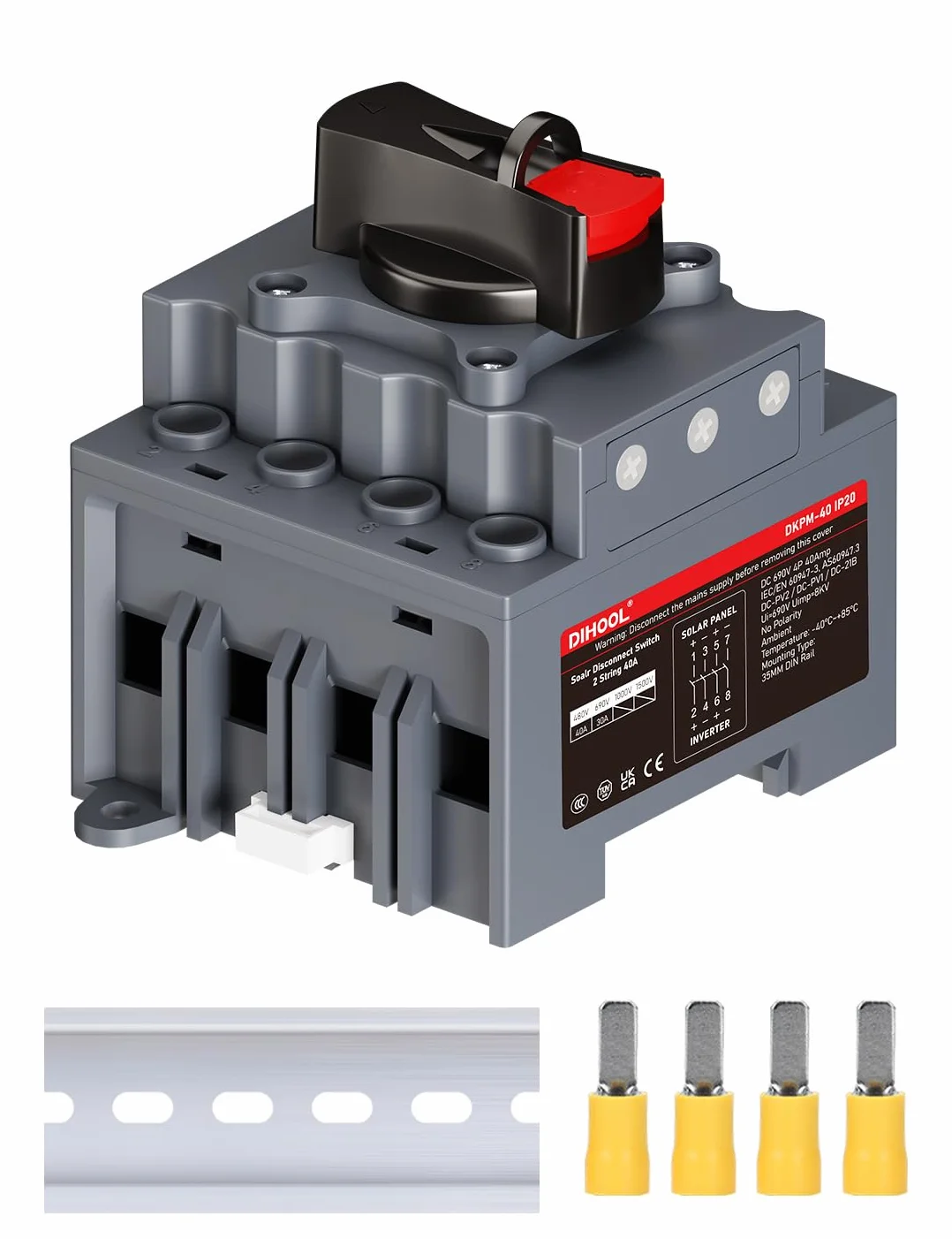 Sezionatore DC Fotovoltaico CC 32A 1000V Interruttore per Pannello,Solare, batteria, inverter