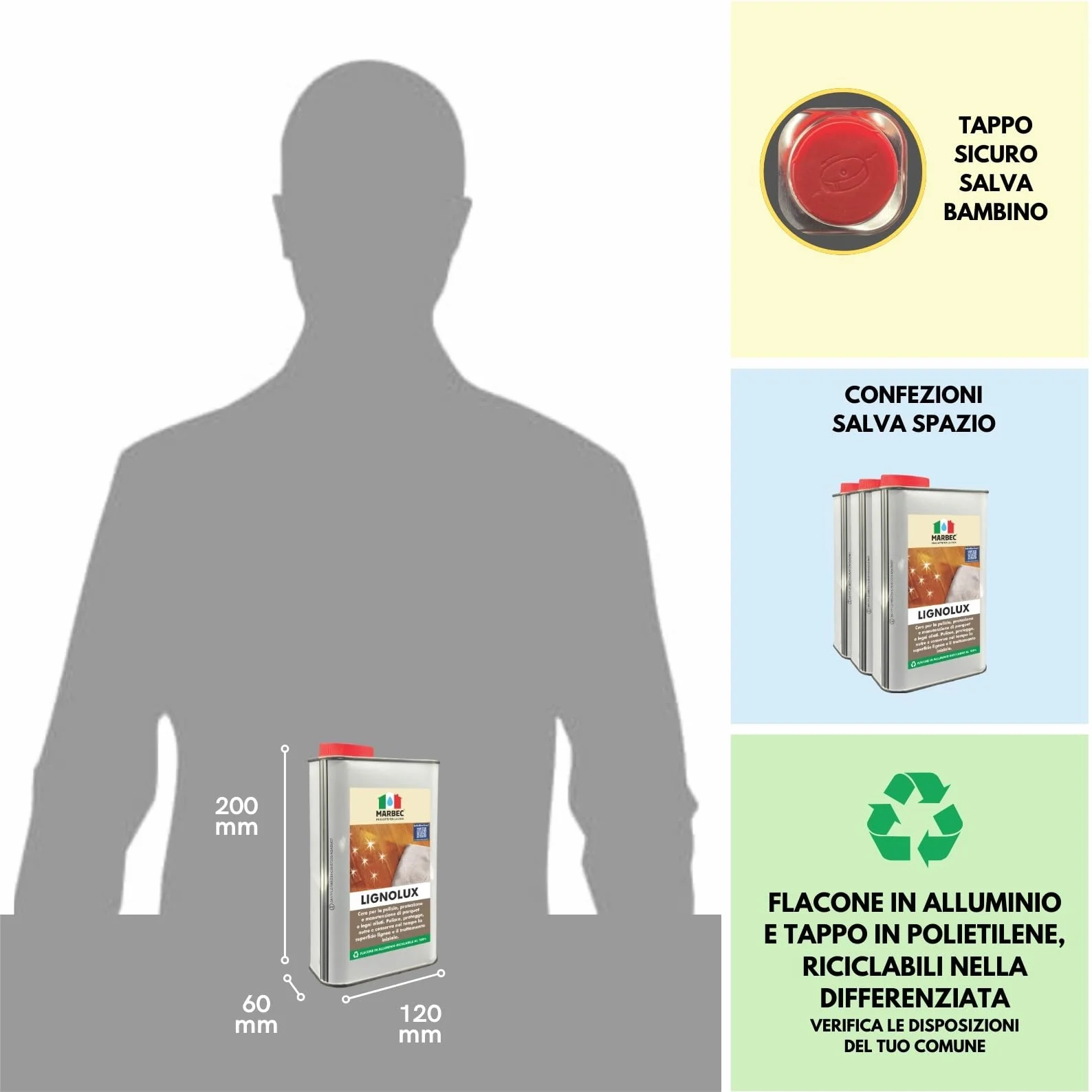 MARBEC LIGNOLUX 1LT Lavaincera specifico per la pulizia, protezione e manutenzione delle superfici in legno interne impregnate a olio e/o cera.