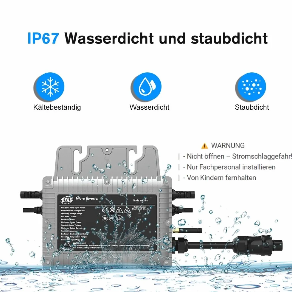 Micro inverter 800 W con cavo AC da 5 m, inverter solare MPPT Micro Solar Power Supply, Plug and Play Home Easy Installation WiFi Monitoring with App IP67 Waterproof