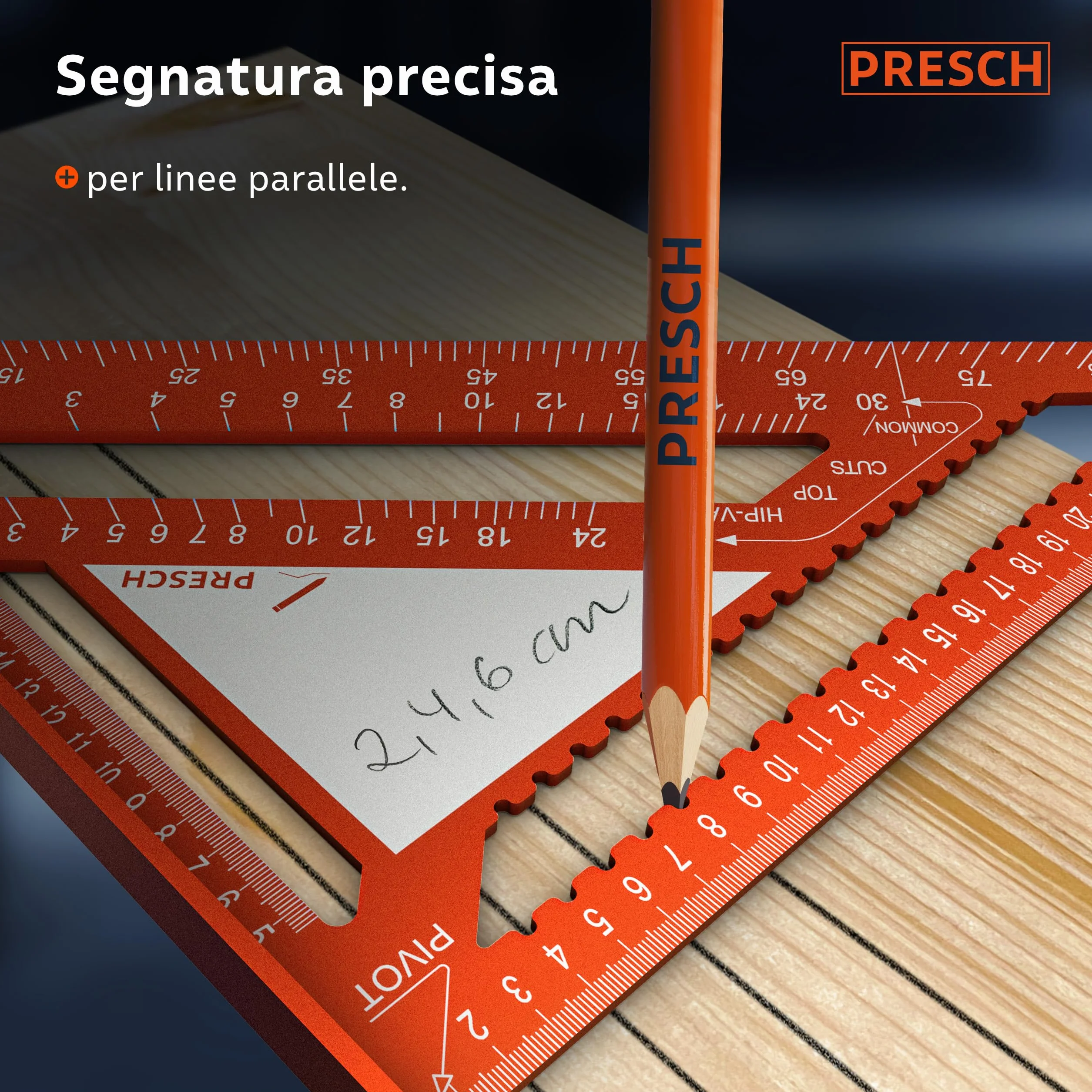 Presch Squadra da falegname Set 180mm 300mm Alluminio fresato ad alta precisione