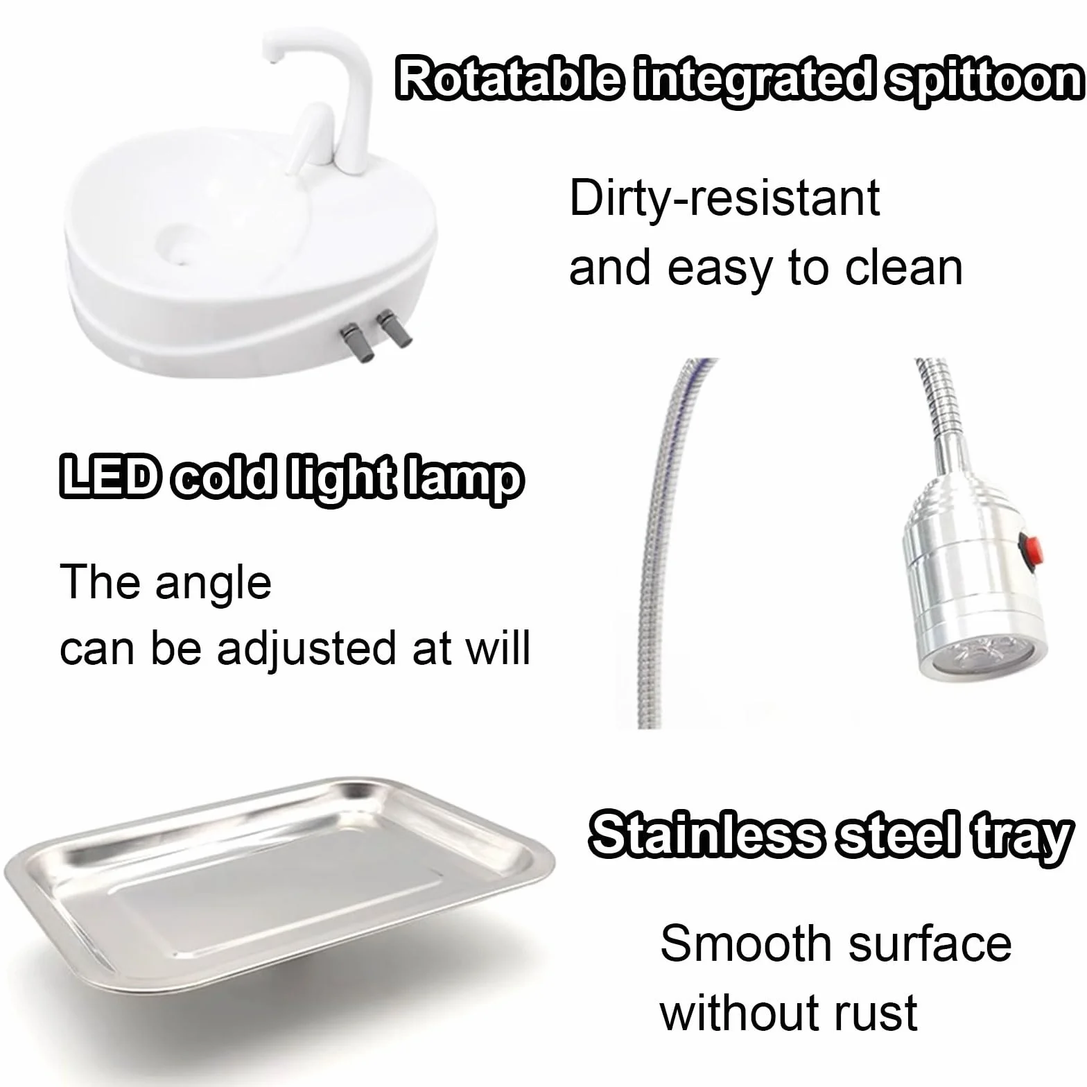 Poltrona Dentale Con Luce LED Odontoiatria Poltrona Attrezzatura Girevole A 360 Gradi Angolo Dello Schienale Regolabile 110°-180° Sedia Dentale 220vc(Blue)