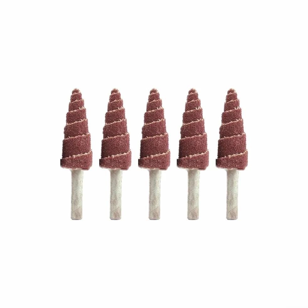 5 teste abrasive coniche coniche con gambo da 6 mm, grana 80, per utensili rotanti, compatibili con trapano elettrico e smerigliatrice dritta, per legno, plastica, metallo (6 x 16 mm)