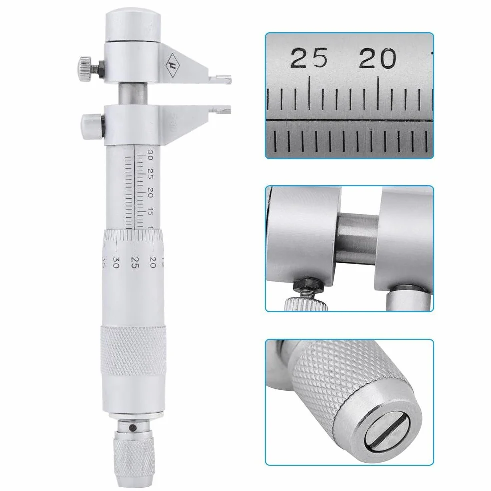 Dispositivo di misurazione interno, micrometro interno strumento di misurazione interno 5-30 mm, intervallo di misurazione 0,01 mm, con chiave inglese, anello di calibrazione e scatola di imballaggio