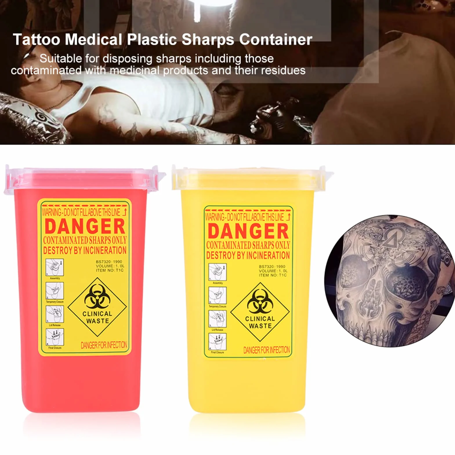 Contenitore per Oggetti Taglienti Plastica Medica 1L Rosso